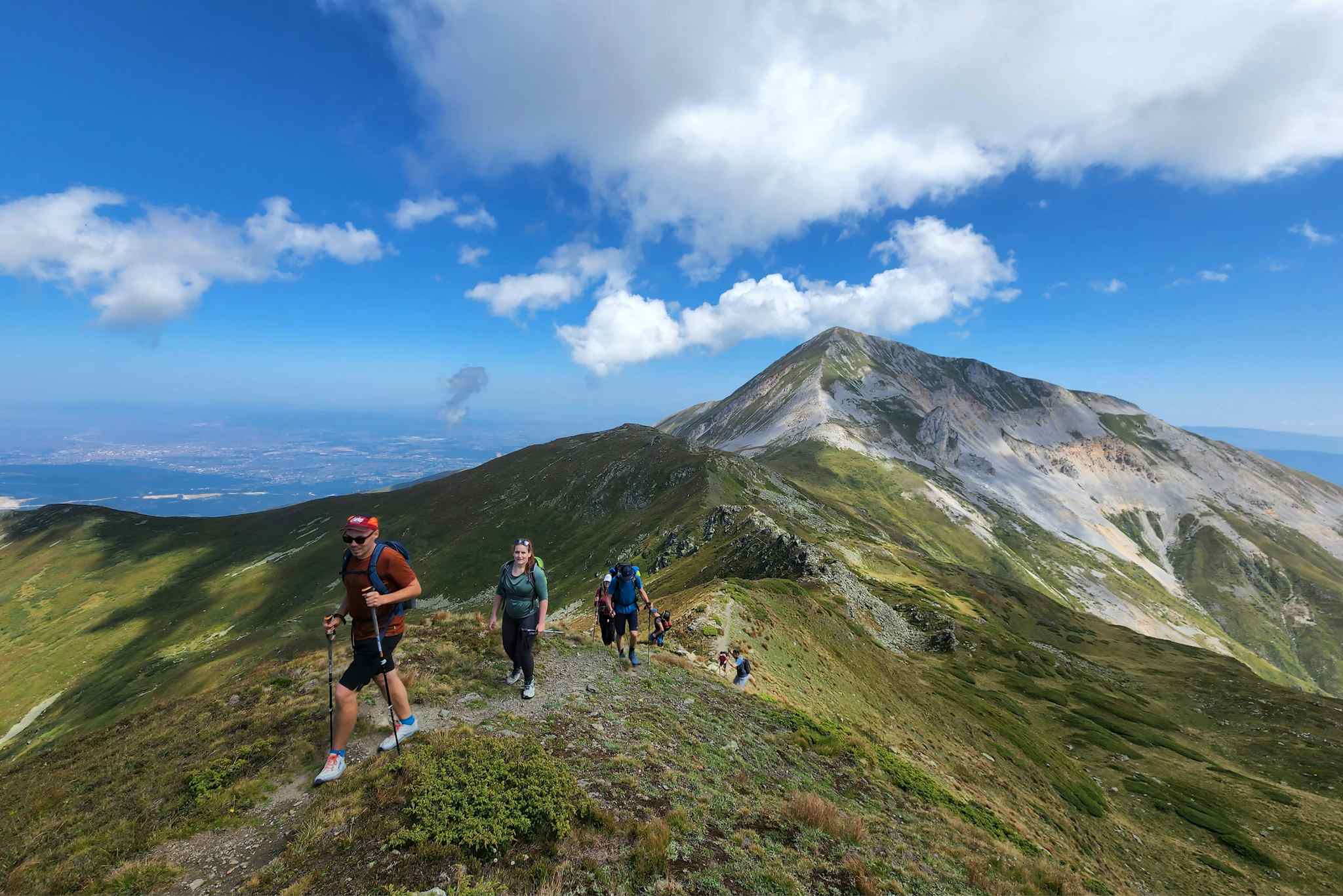Hikers walking along a ridge in the Sharr Mountains, Kosovo. Photo:  Butterfly Outdoor Adventure