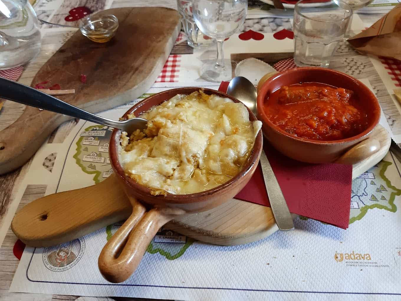 Food at Rifugio Benevolo hut