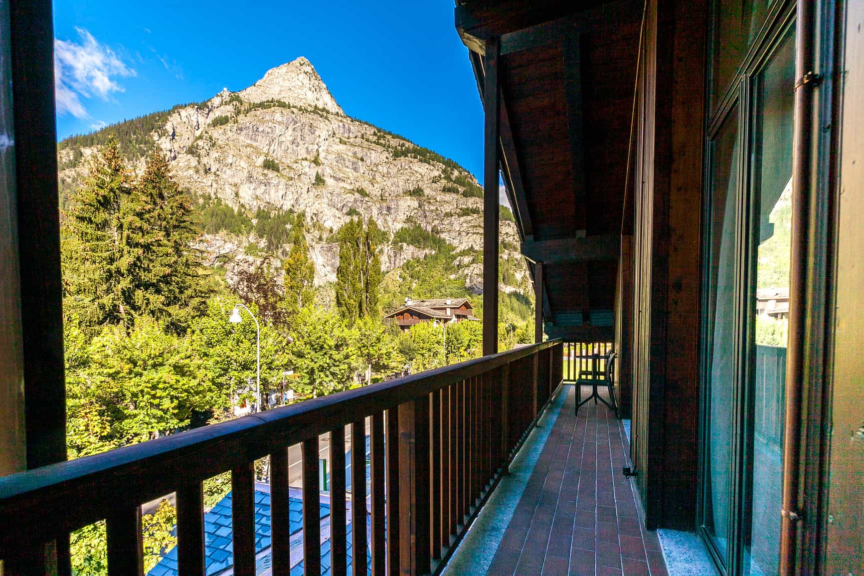 Balcony of Hotel Lo Scoiattolo, Courmayeur, Italy