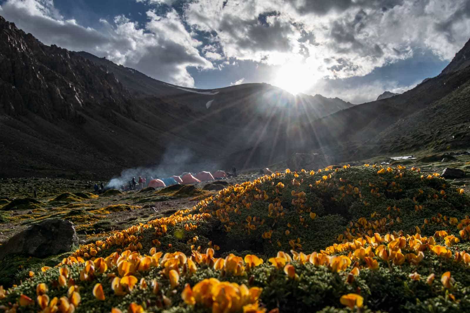 Campsite on the trek, Andes-Vertical