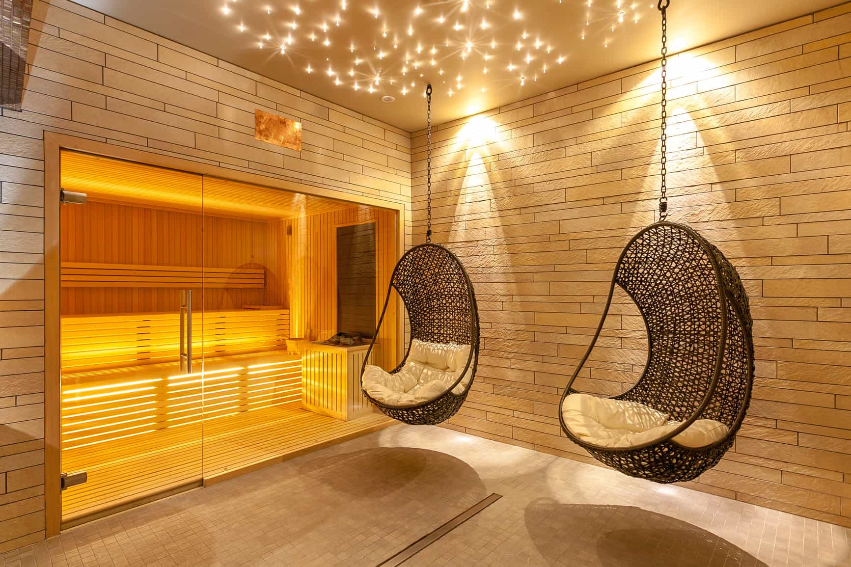 Sauna and spa at Hotel Lo Scoiattolo, Courmayeur, Italy.