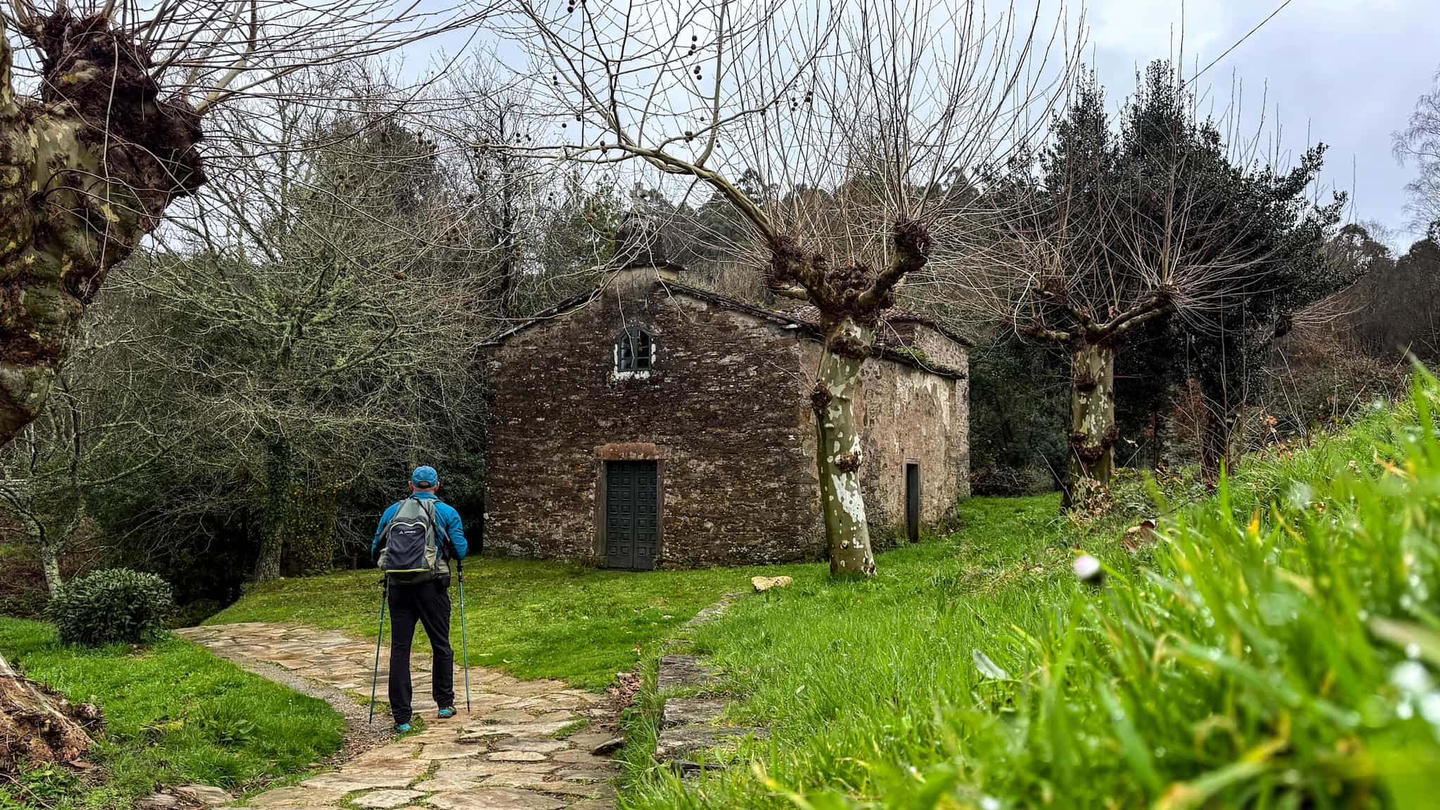 Hiker along the Camino de Santiago, Spain.