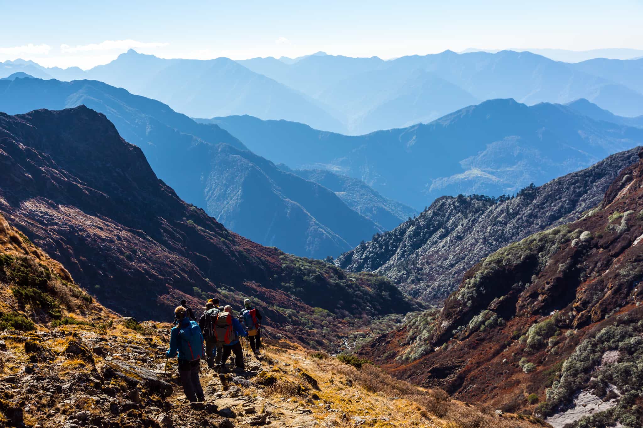 Group of trekkers in the Himalaya. Photo: GettyImages-636547668