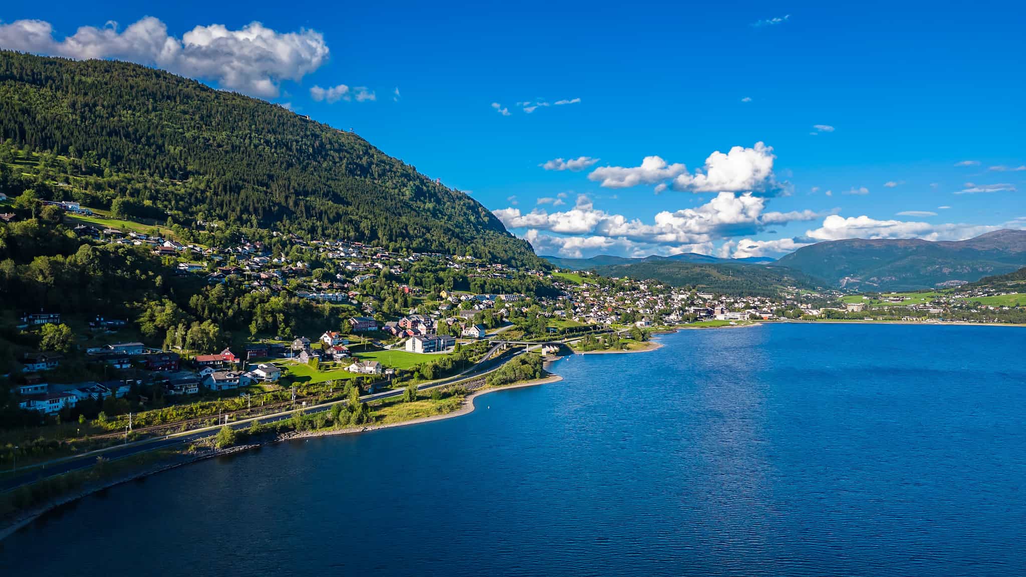 An aerial view of Voss in Norway. 