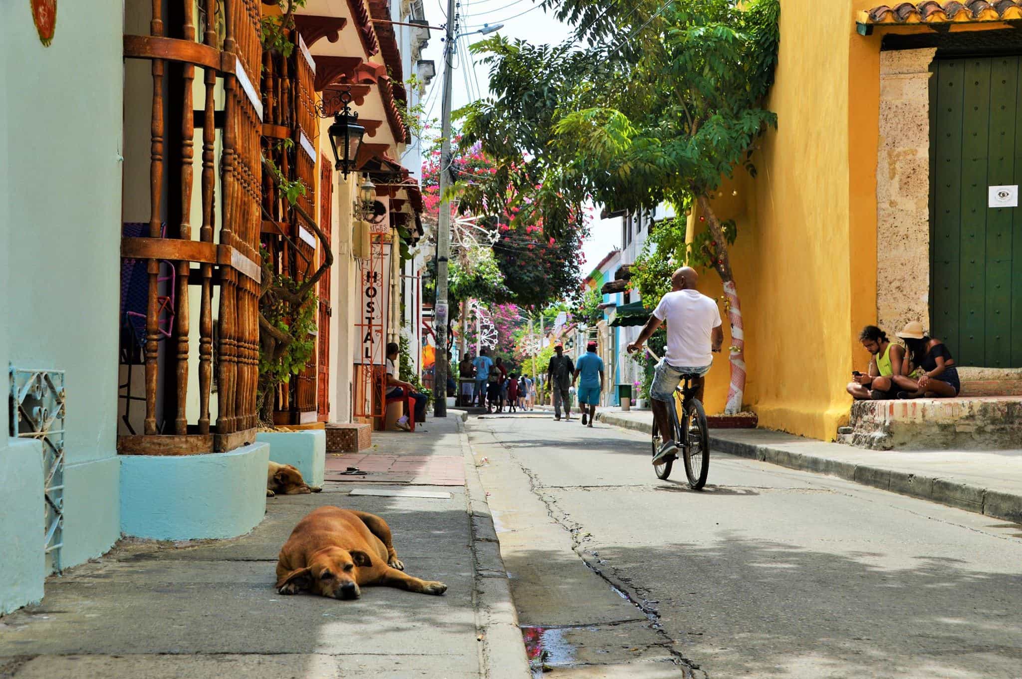 Historic street in Cartagena, Colombia.