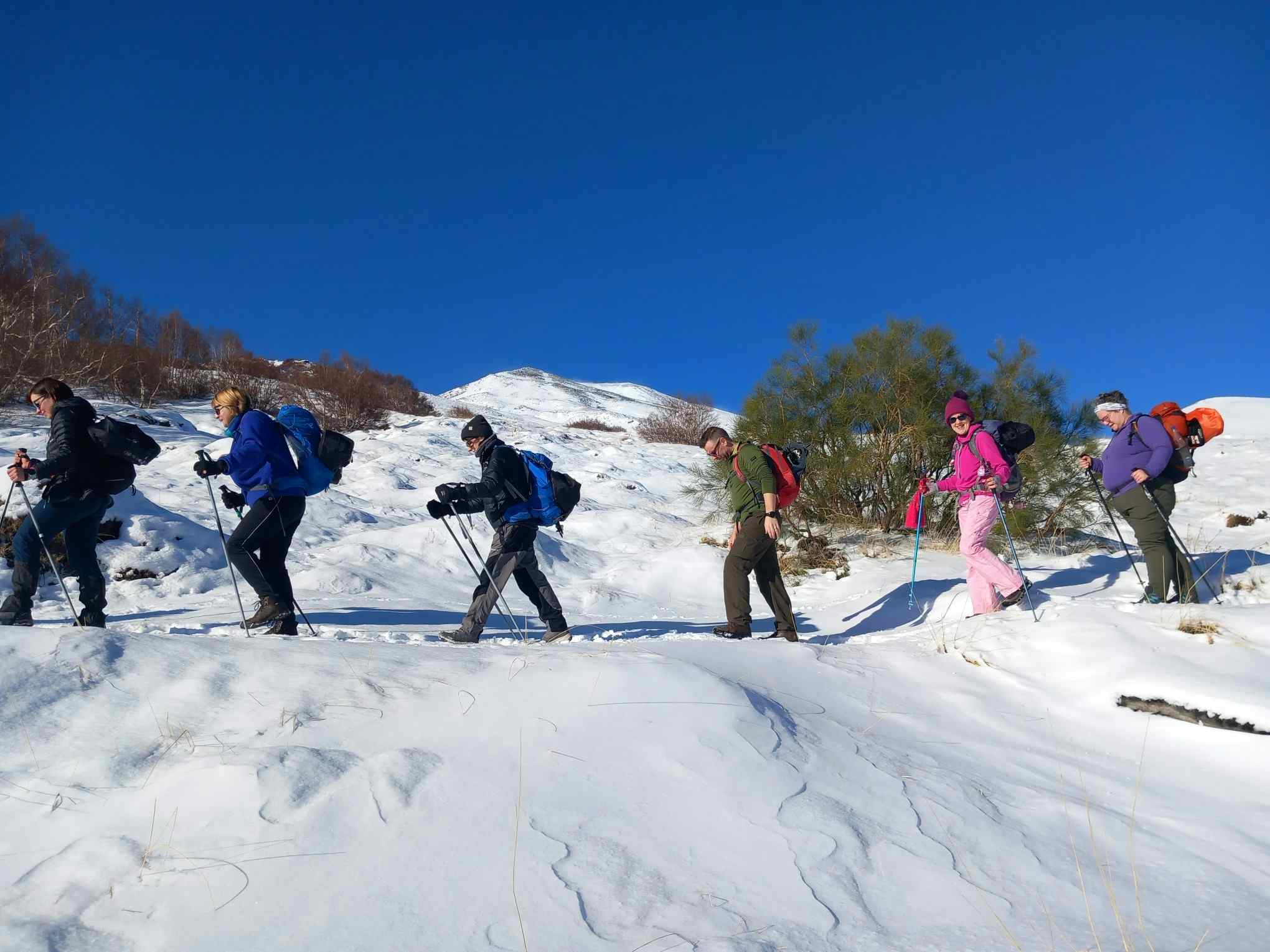 Hiking snowy Mount Etna, Sicily, Italy. Photo: Host/Mandala Tours