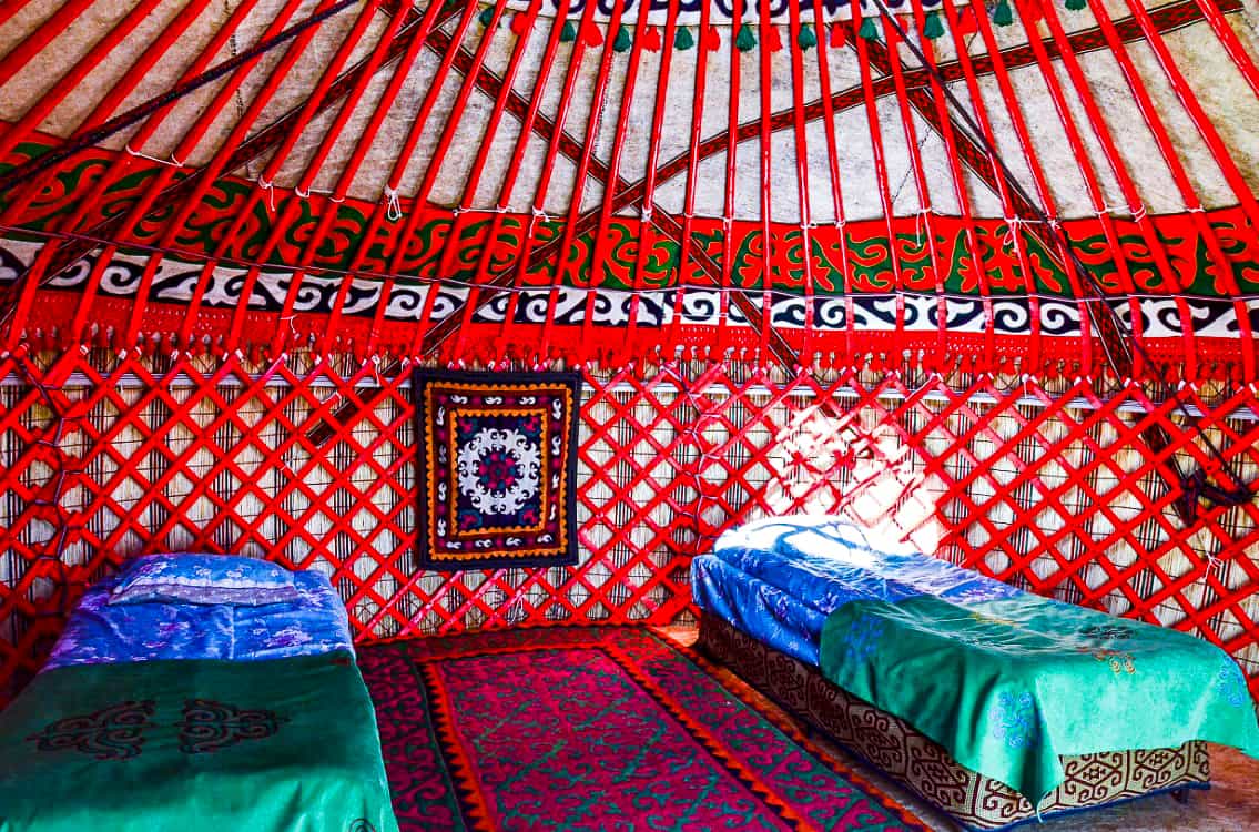 Yurt interior, Feel Nomad yurt camp, Kyrgyzstan