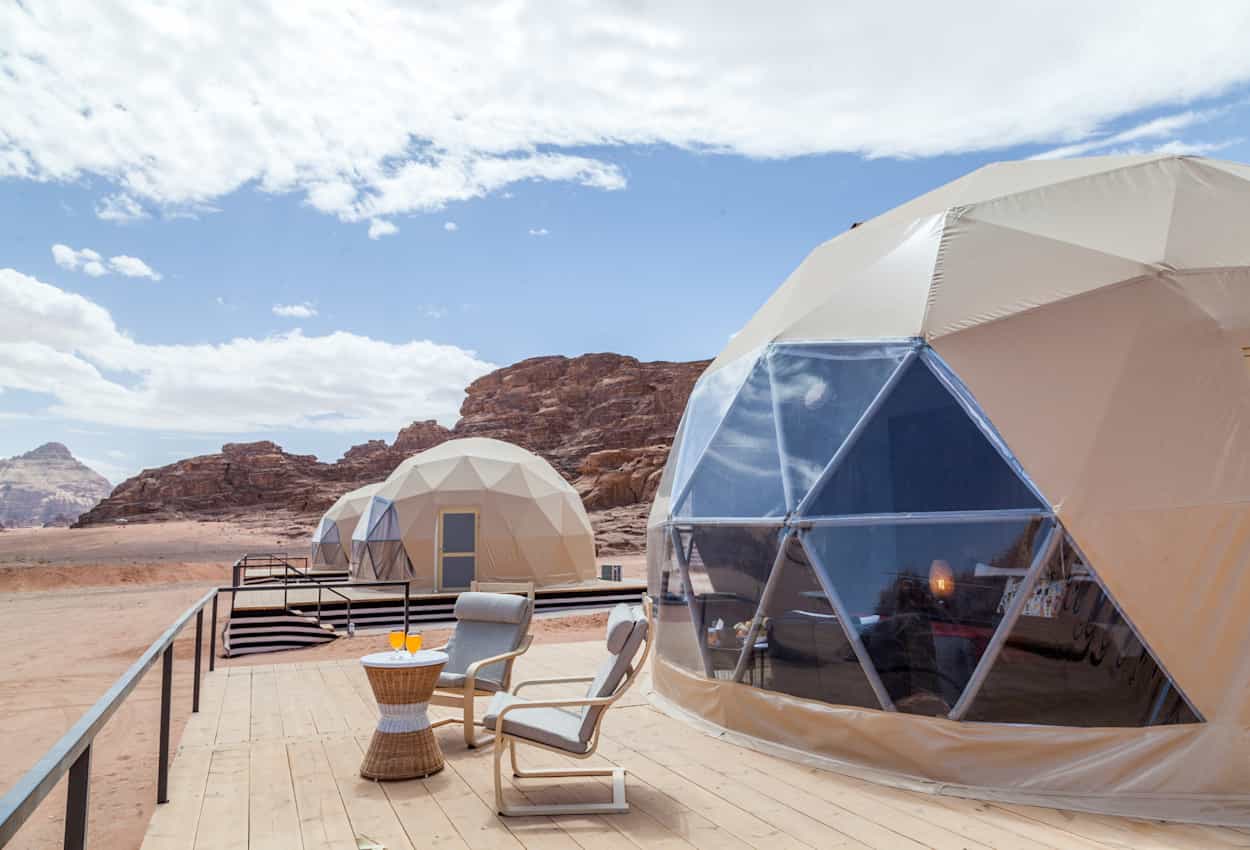 Glamping at Sun City Camp in Wadi Rum, Jordan.