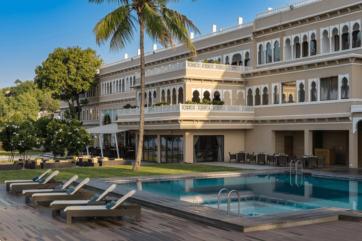 The pool at The Lakend, Udaipur, India.