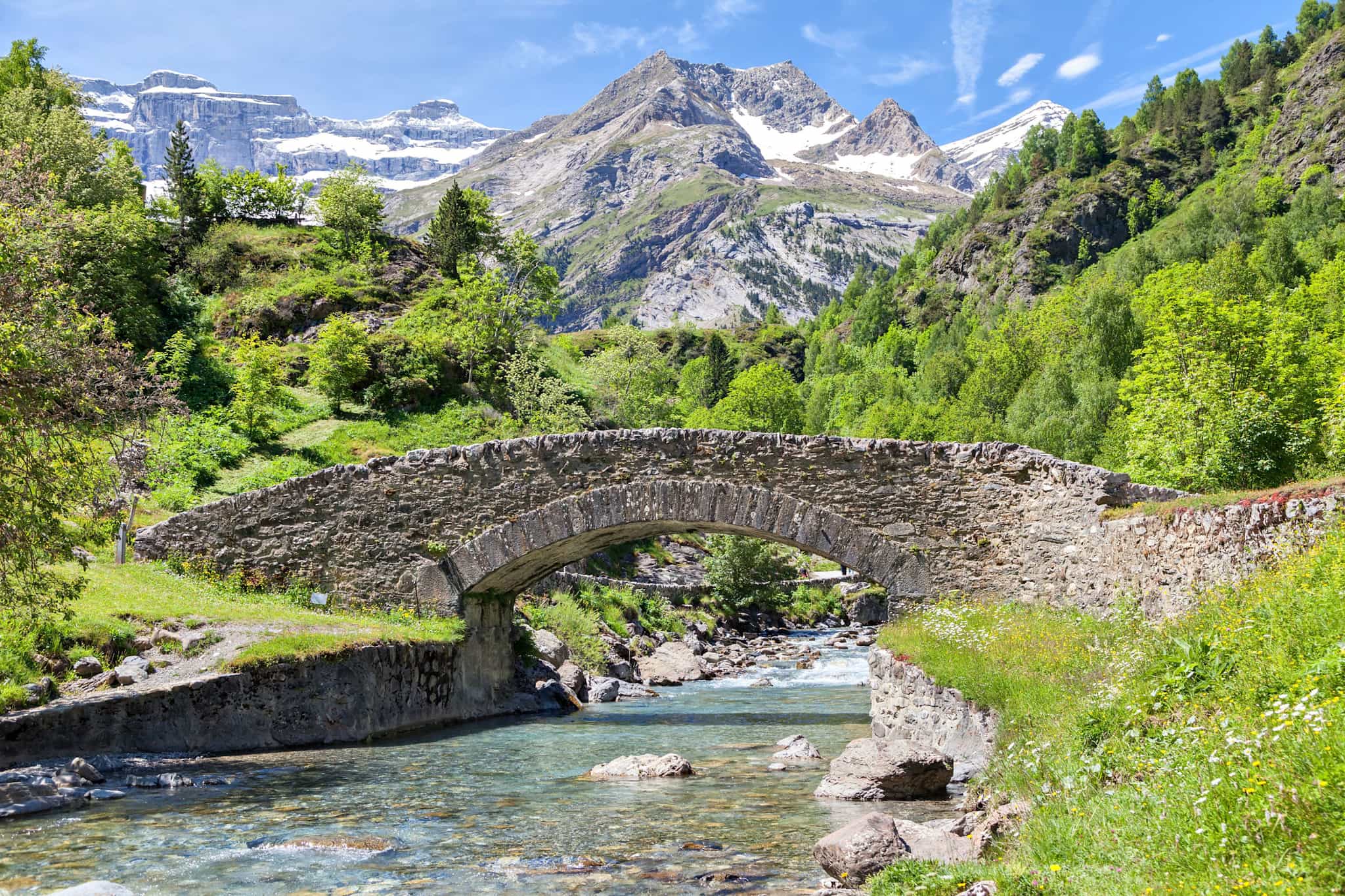Nadau bridge over Gave de Gavarnie river in Gavarnie