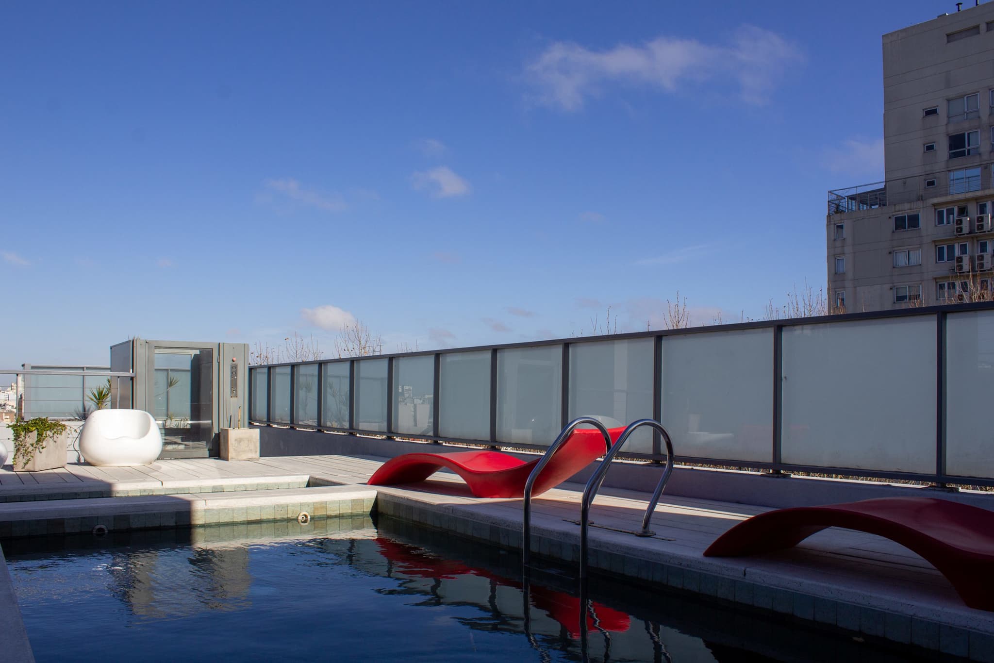 The rooftop pool at the Pleno Soho Hotel in Buenos Aires, Argentina.