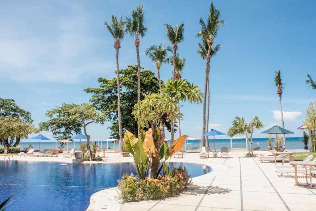 Poolside at New Sunari, Bali, Indonesia.