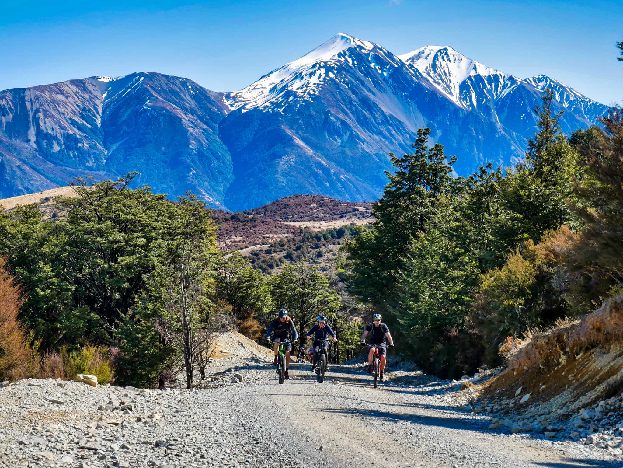 Cycling towards Mount White Station through Arthurs Pass National Park, New Zealand