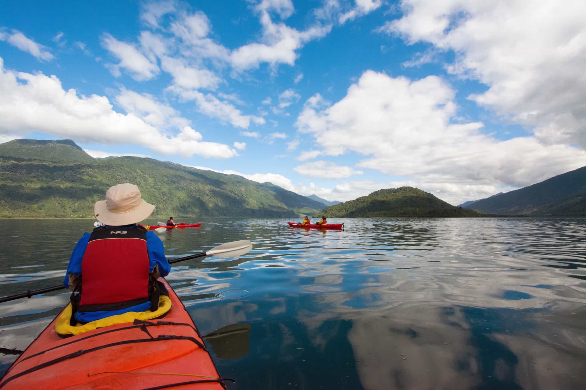 Sea kayak, Reloncavi Fjord, Cochamo, Chile, BirdsChile