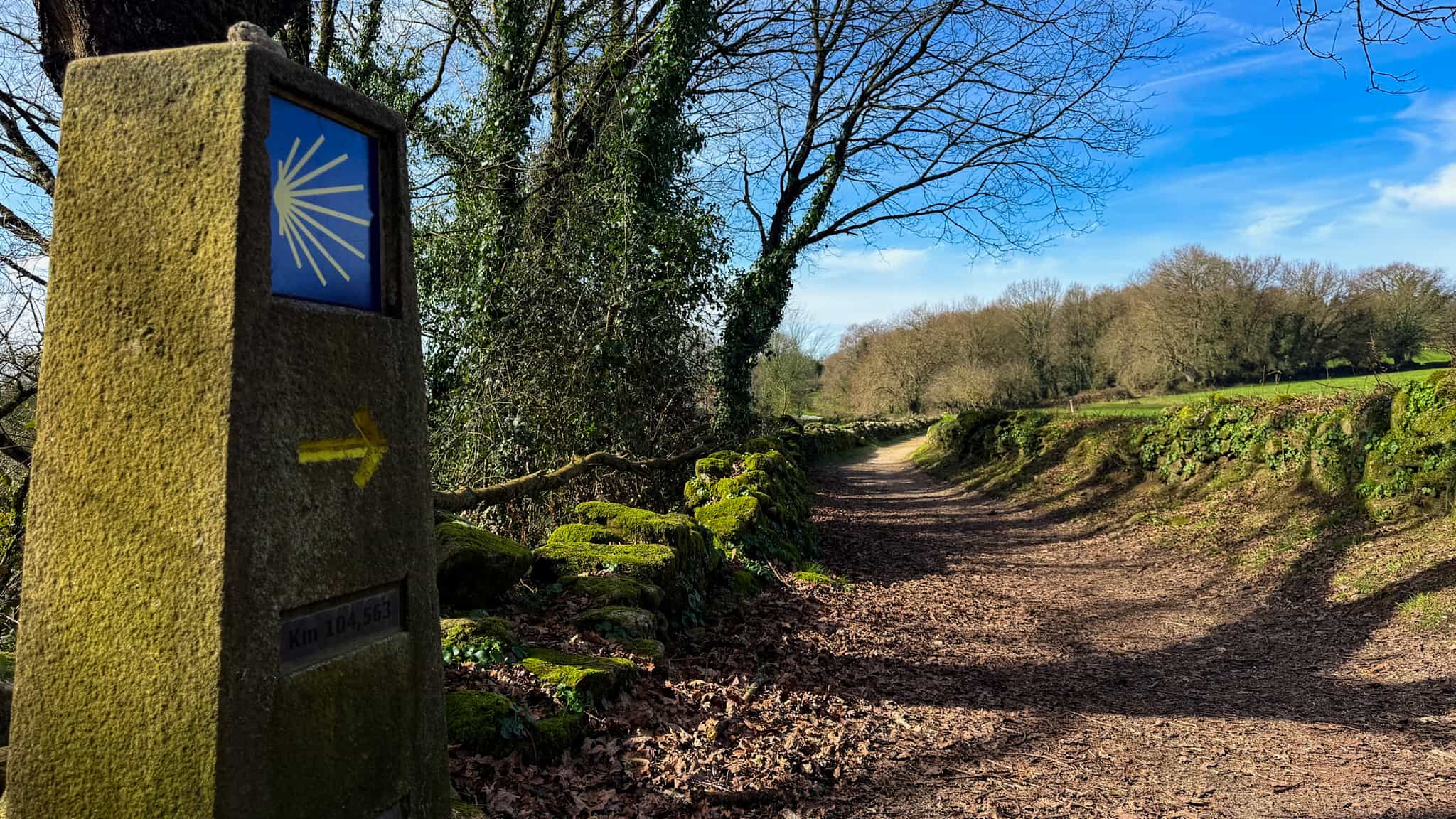 Waymarker on the Camino de Santiago, Spain.