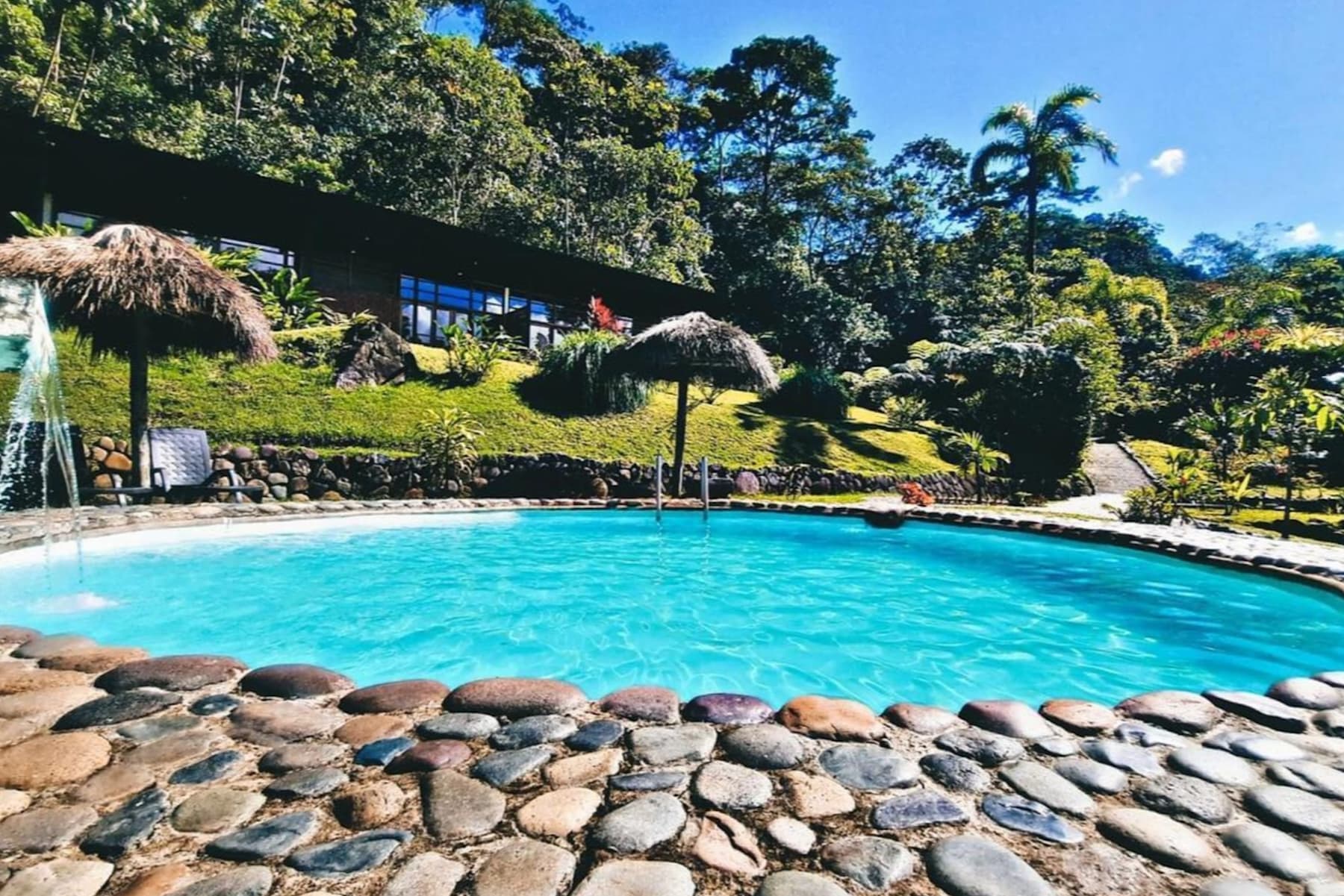 A hotel pool at the Kuyana Lodge in the Amazon.
