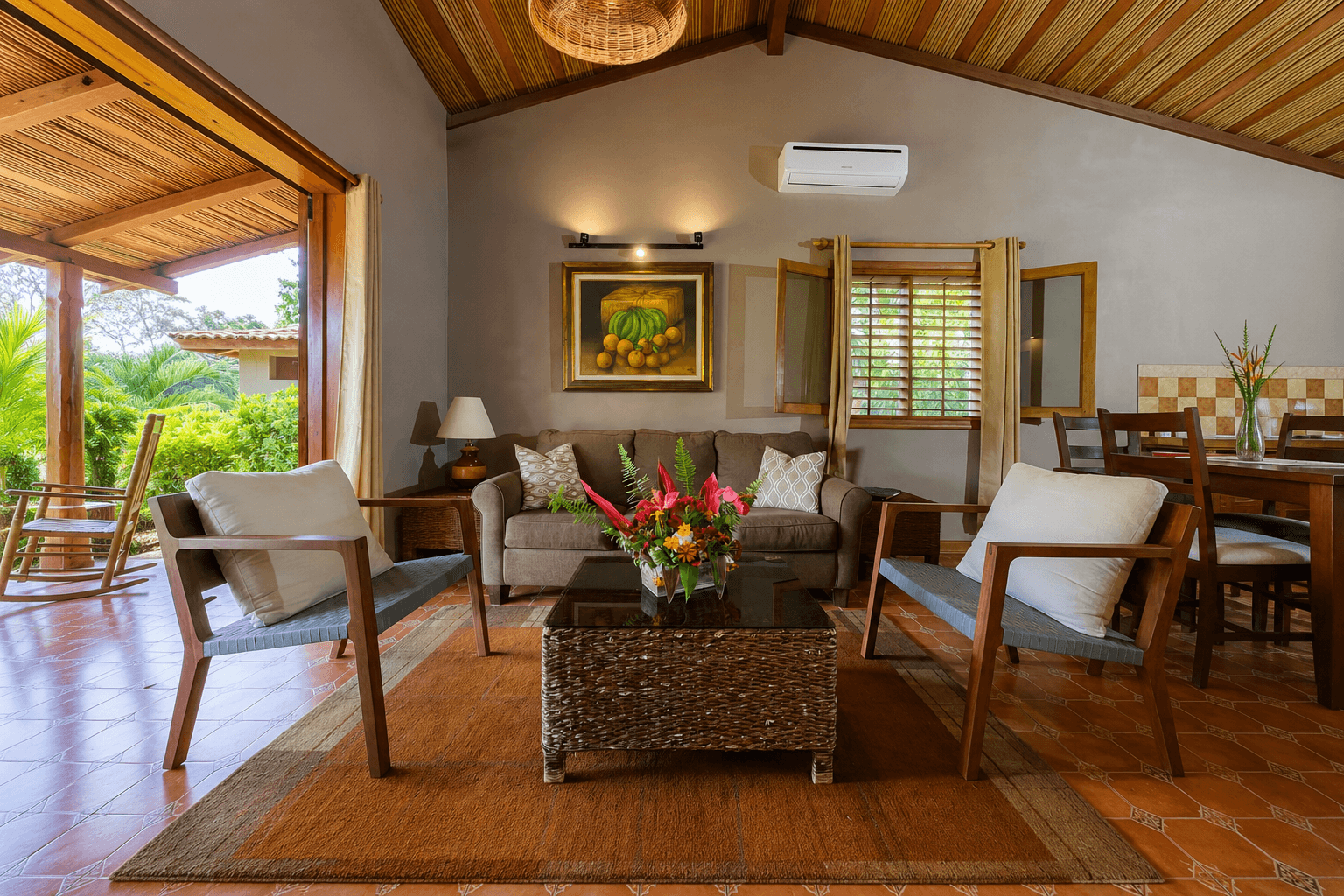 Lounge area at Hotel San Juan Ometepe, Nicaragua.