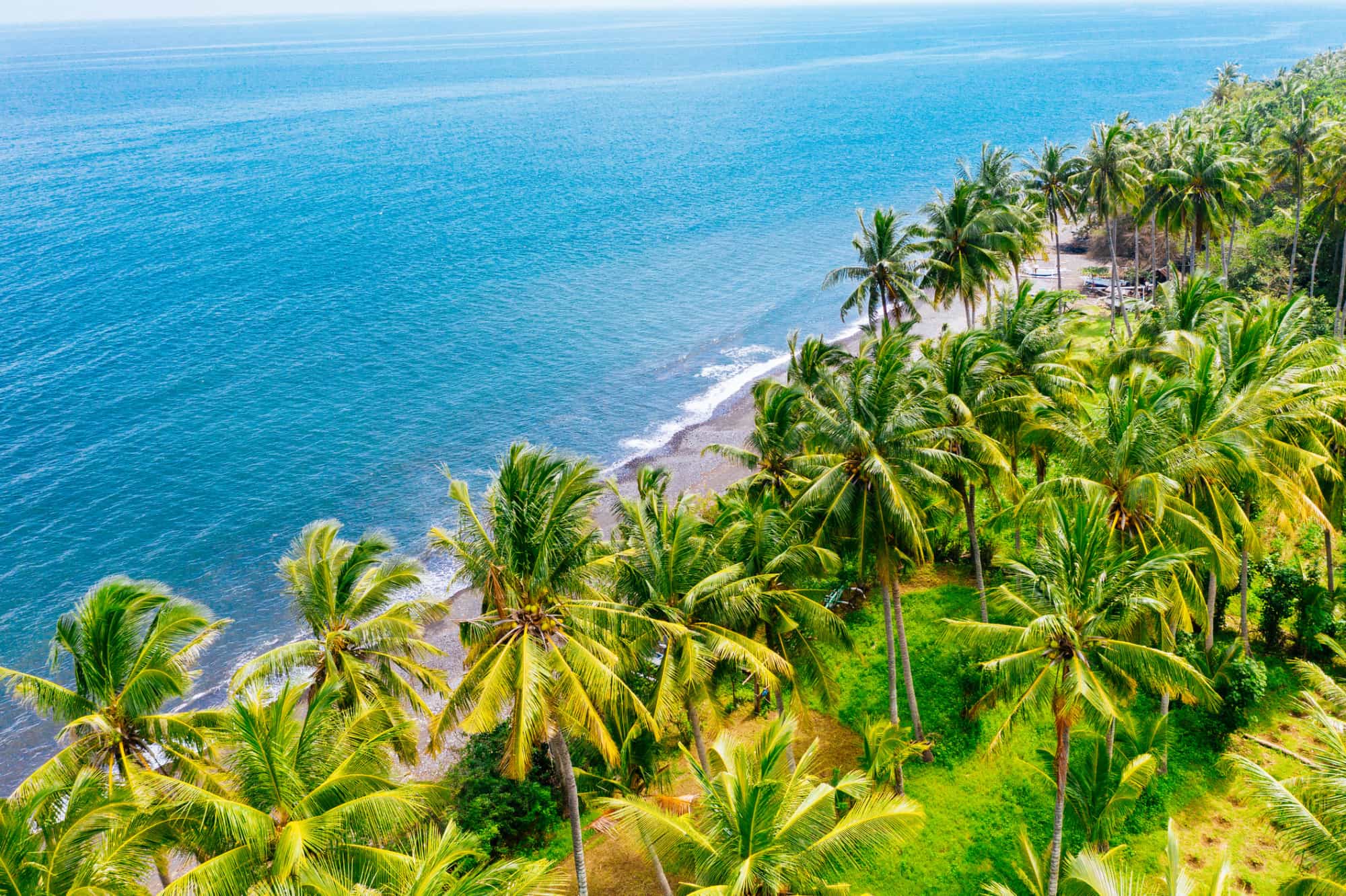 Aerial view of Bali's southern coastline.