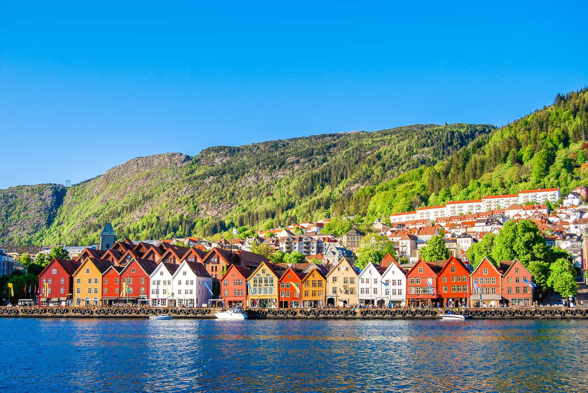 A view of the Bergen from the water in Norway.
