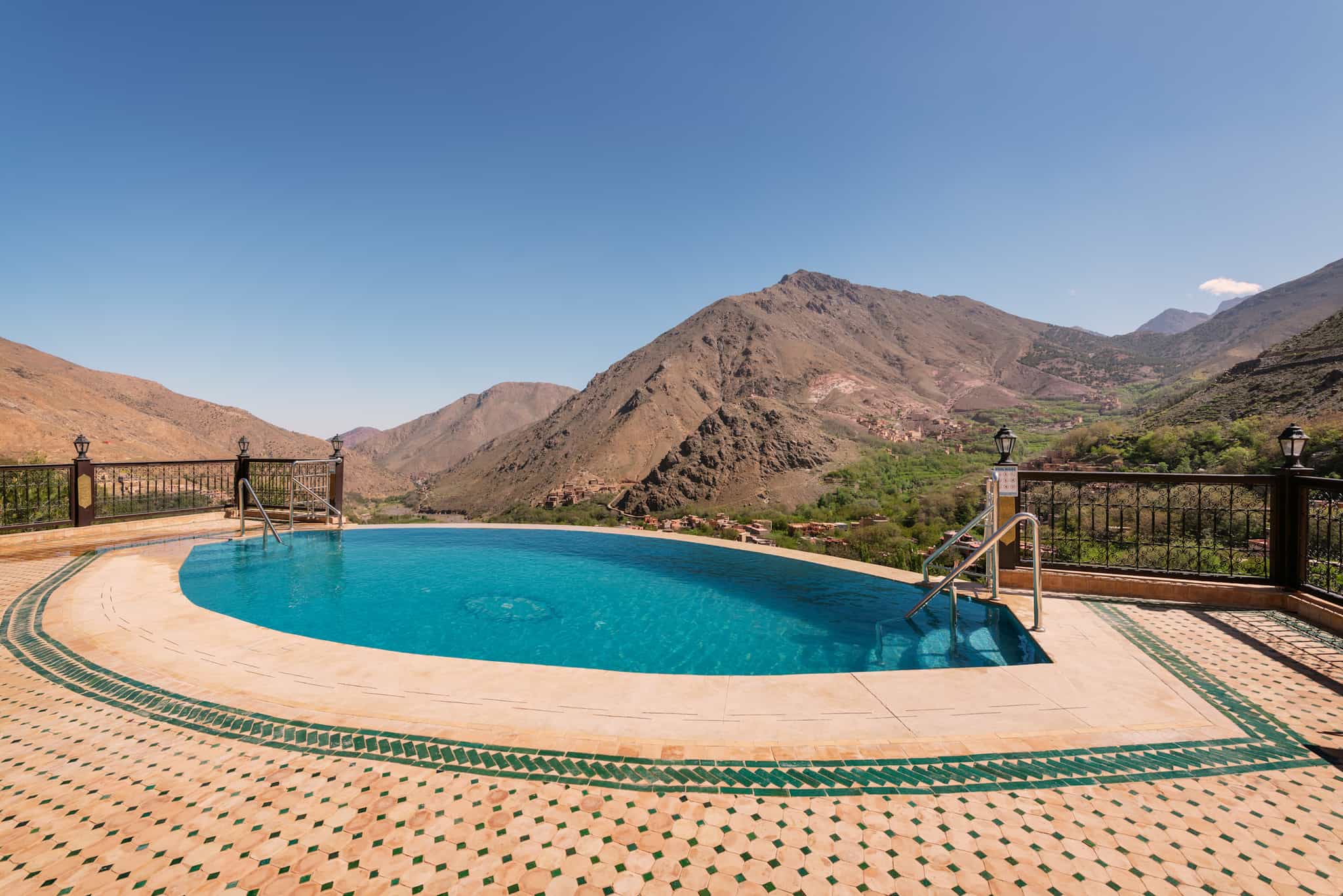 Pool at the Kasbah du Toubkal, Atlas Mountains, Morocco.