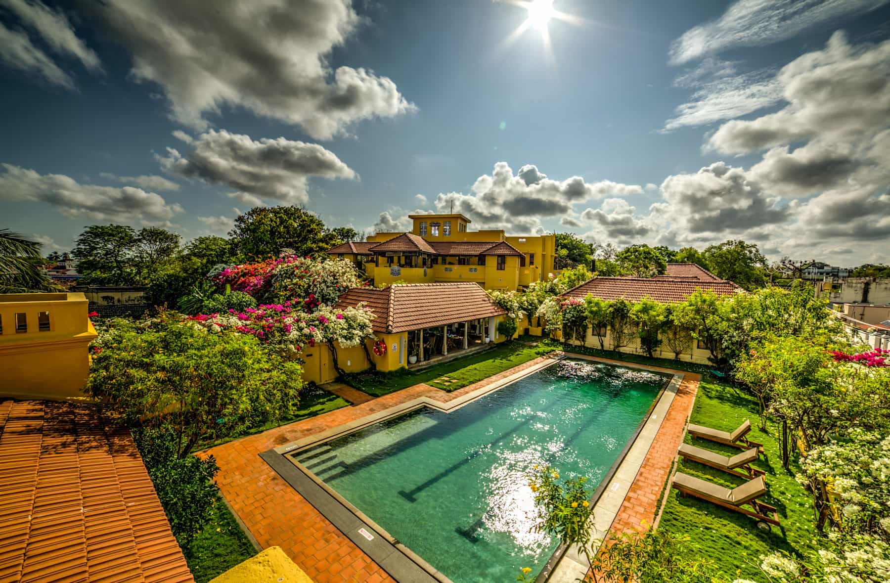 View of Visalam heritage property and pool, Karaikudi, India