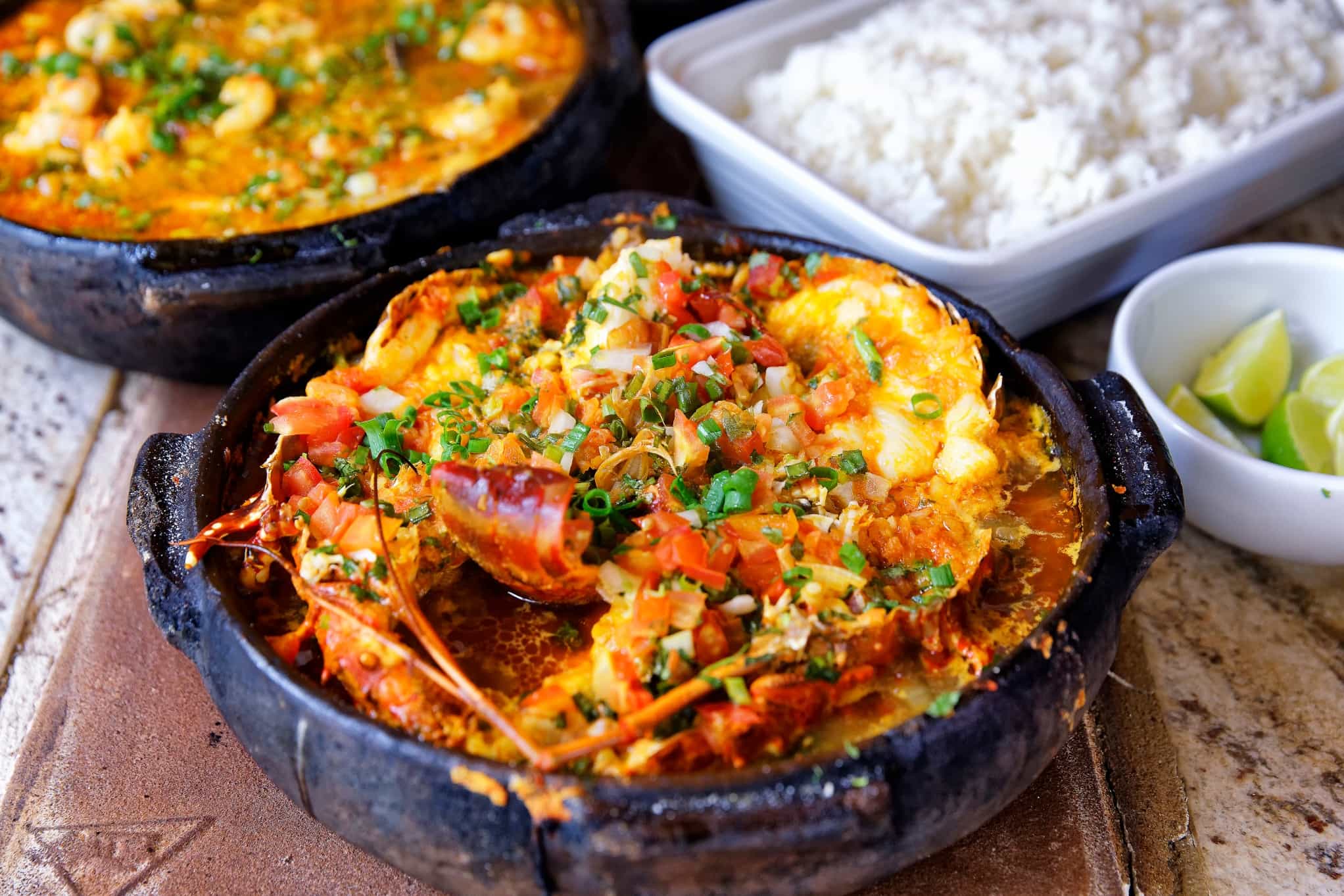 Typical Brazilian dish of lobster moqueca.