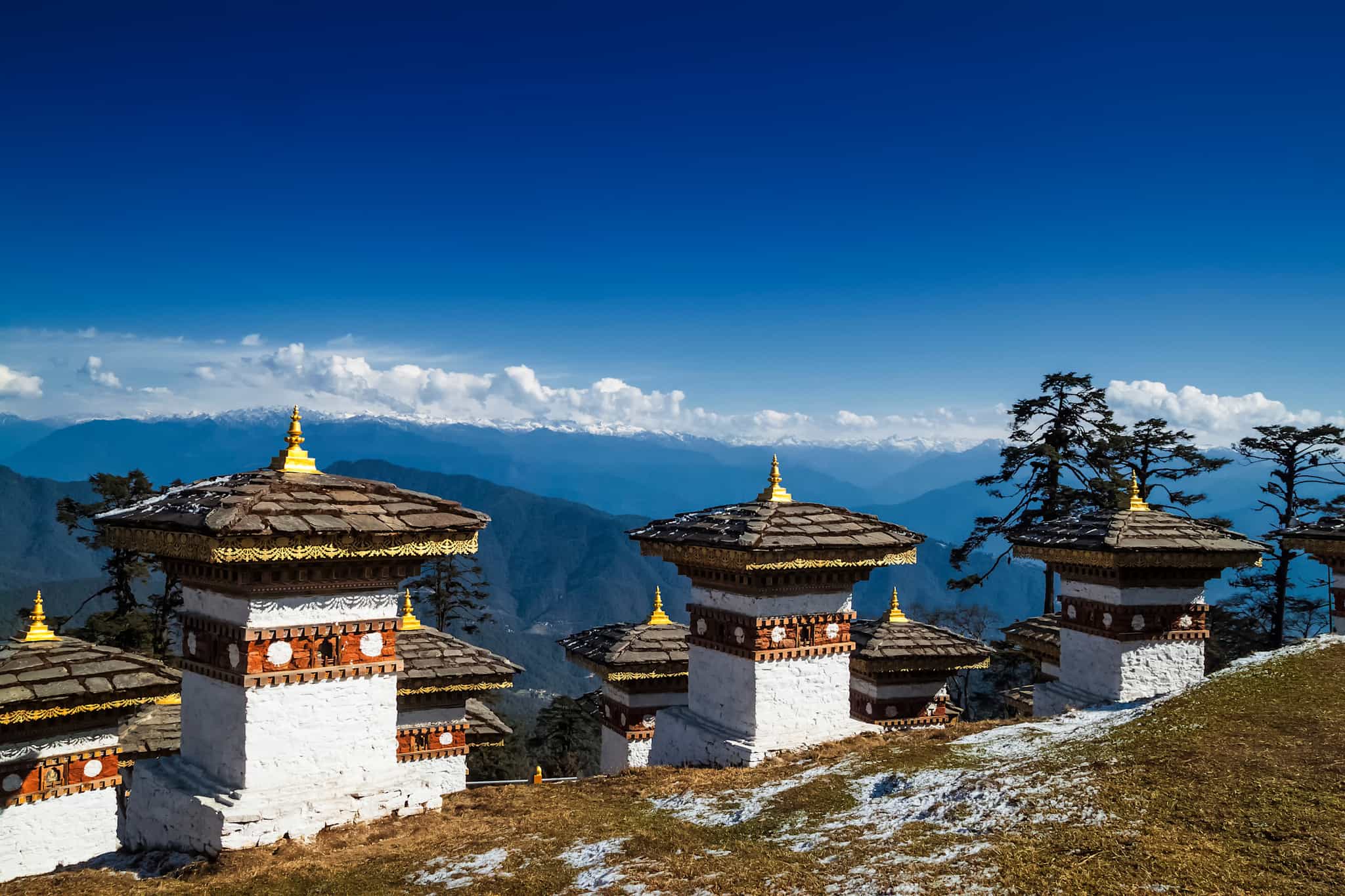 The Dochula Pass in Bhutan on the road from Thimpu to Punakha