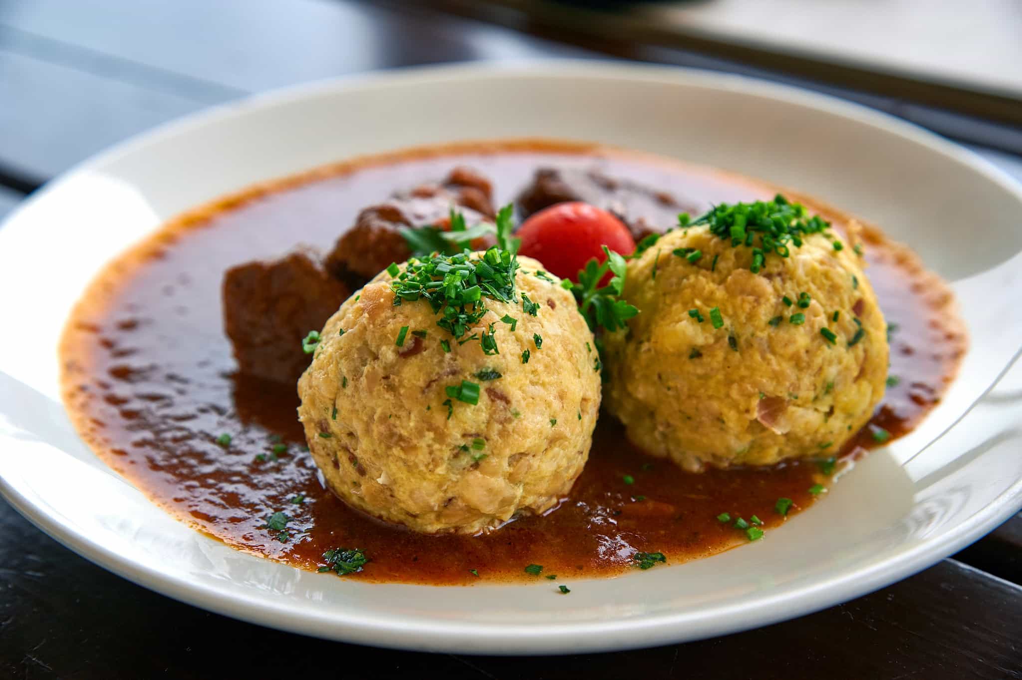 Local food in a rifugio in the Dolomite Alps, Italy