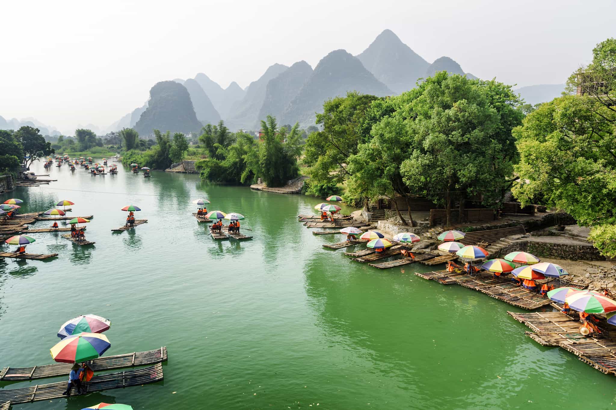 Bamboo rafting in Yangshou. Photo: shutterstock 2669462323