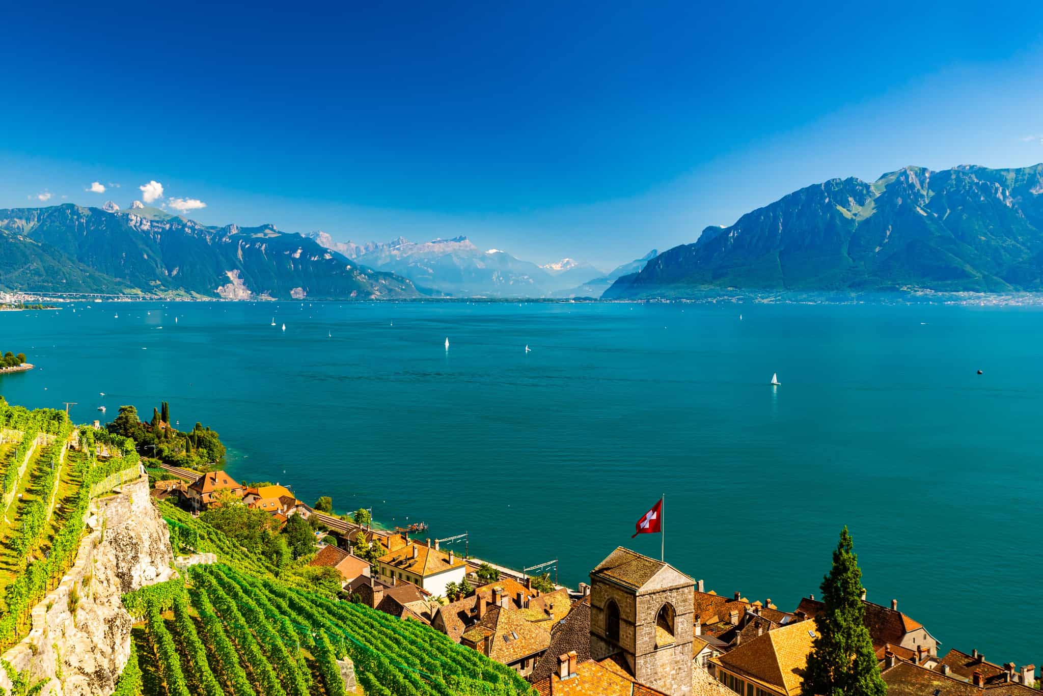 View over Lake Geneva in Switzerland