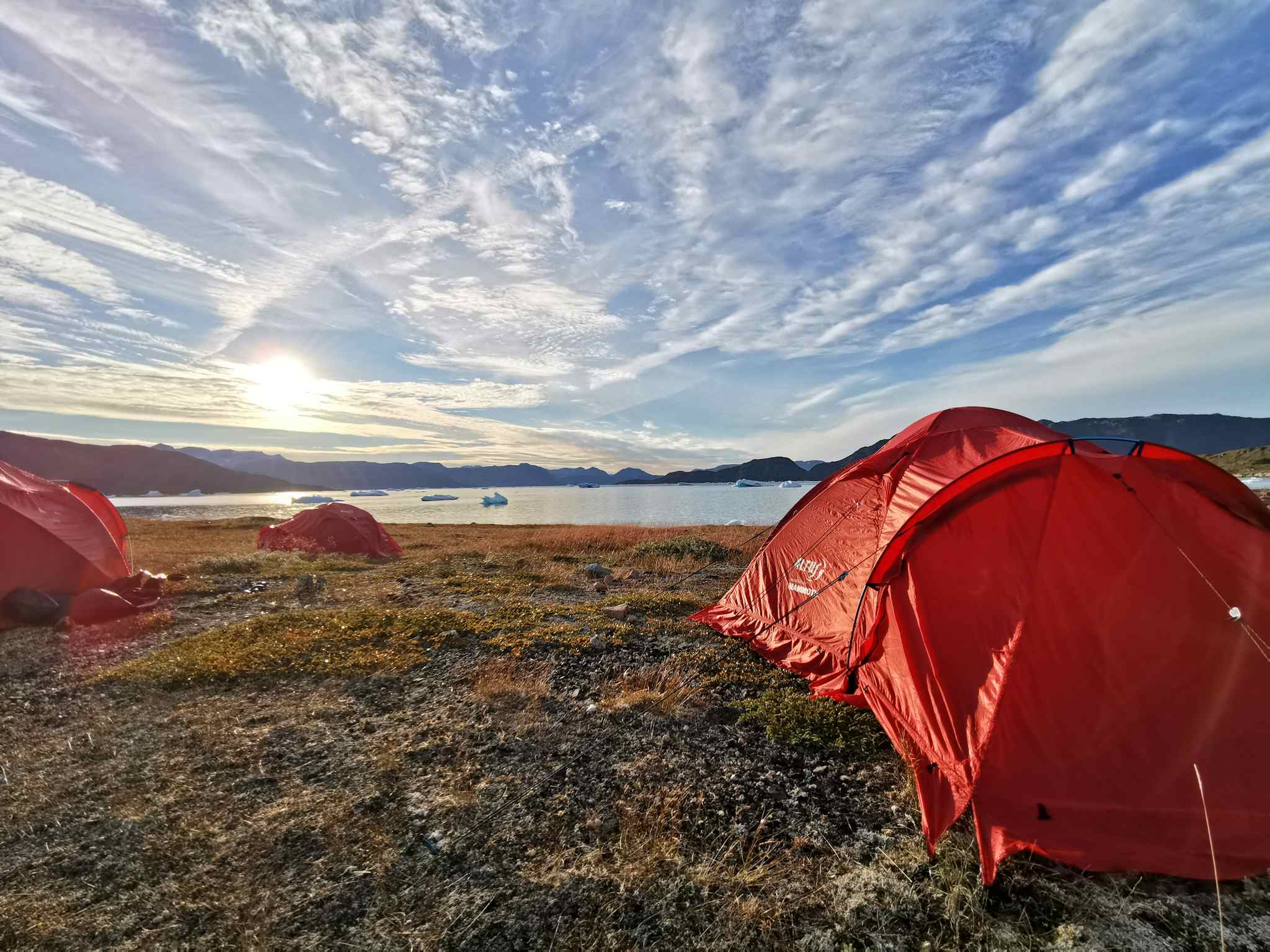 Tents set up in a wild camping location in Greenland. Photo: Customer/Nicole Morgan.