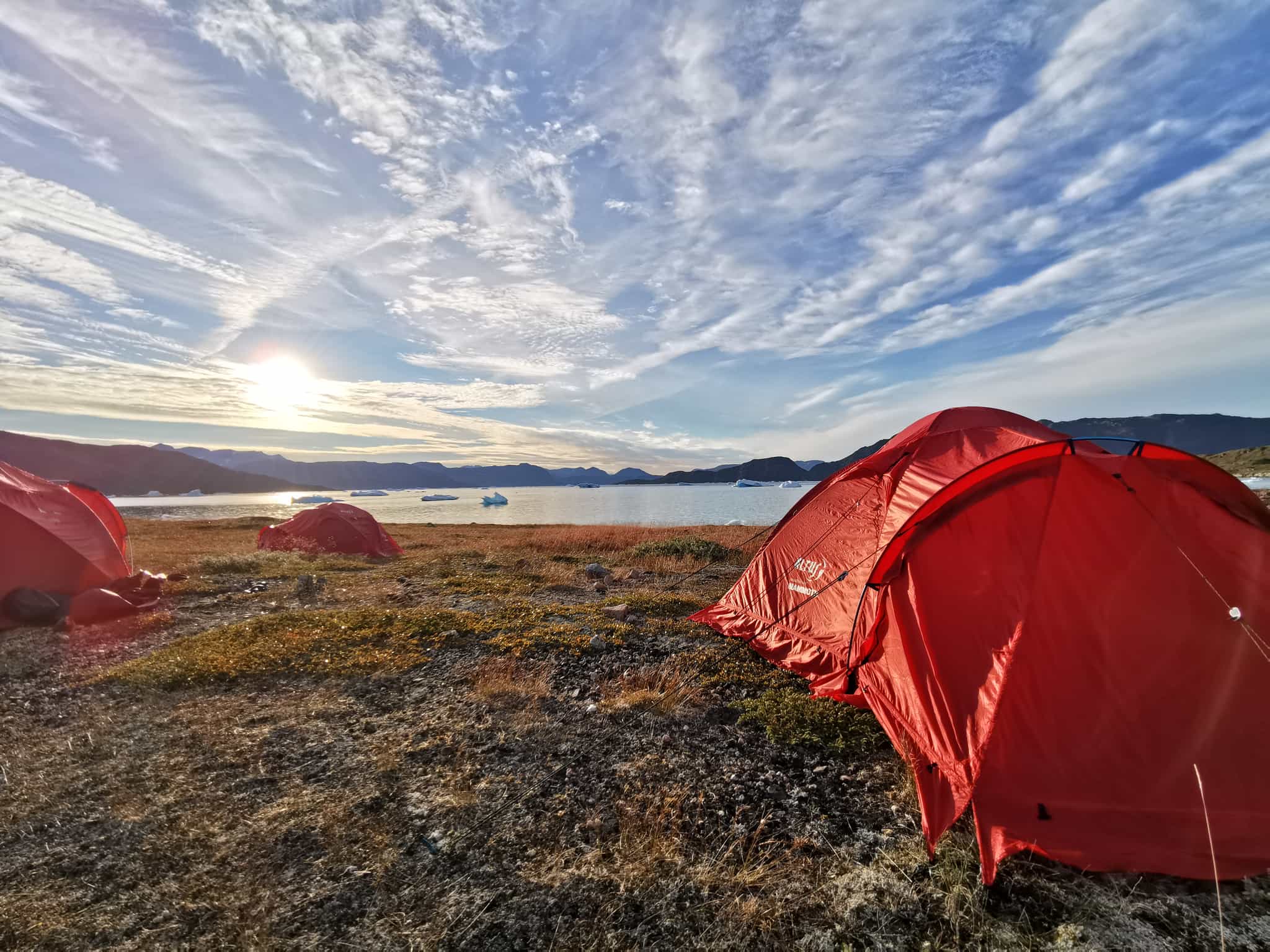 Tents set up in a wild camping location in Greenland. Photo: Customer/Nicole Morgan.
