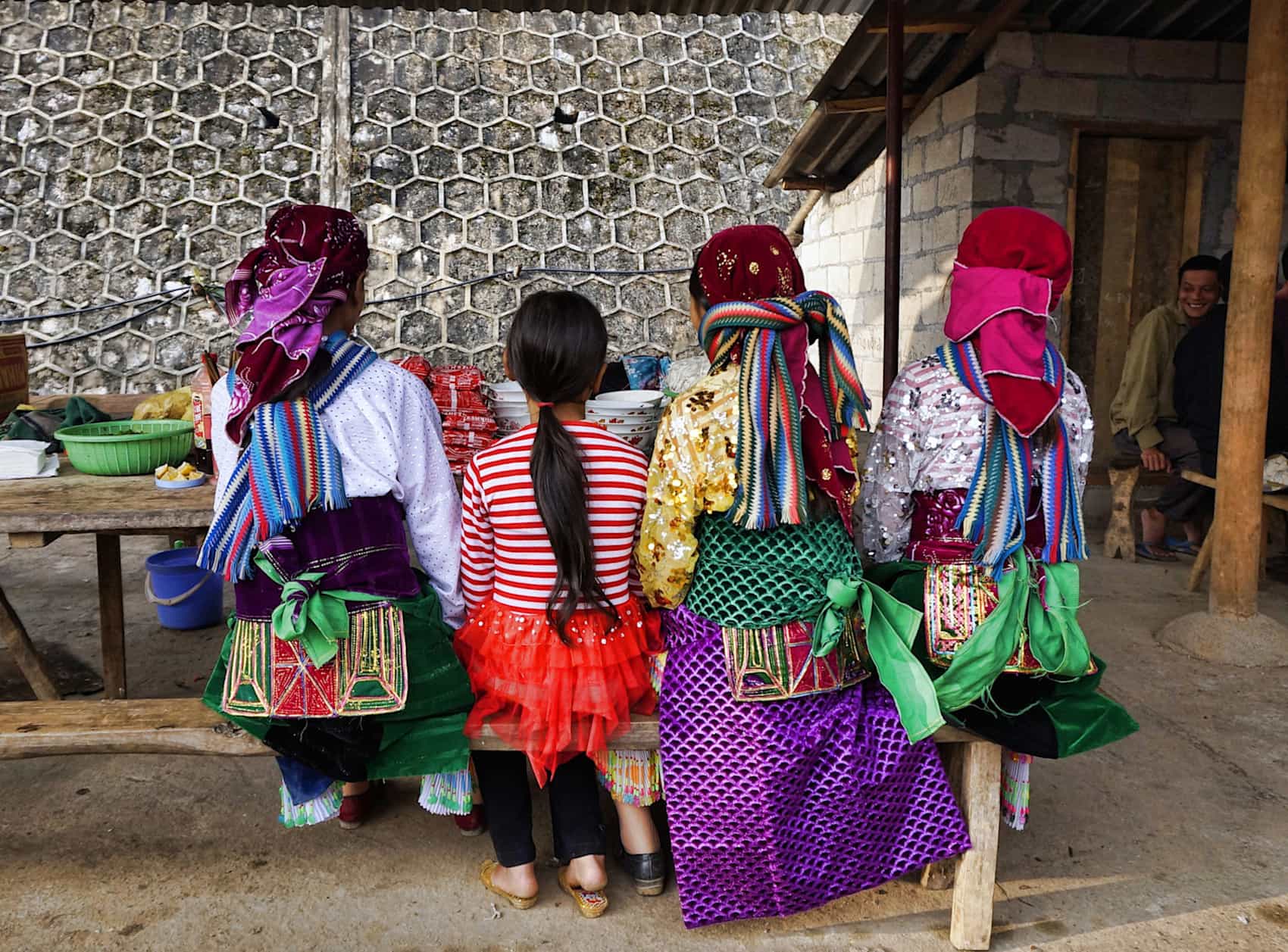 Locals waiting for breakfast in Ha Giang, Vietnam