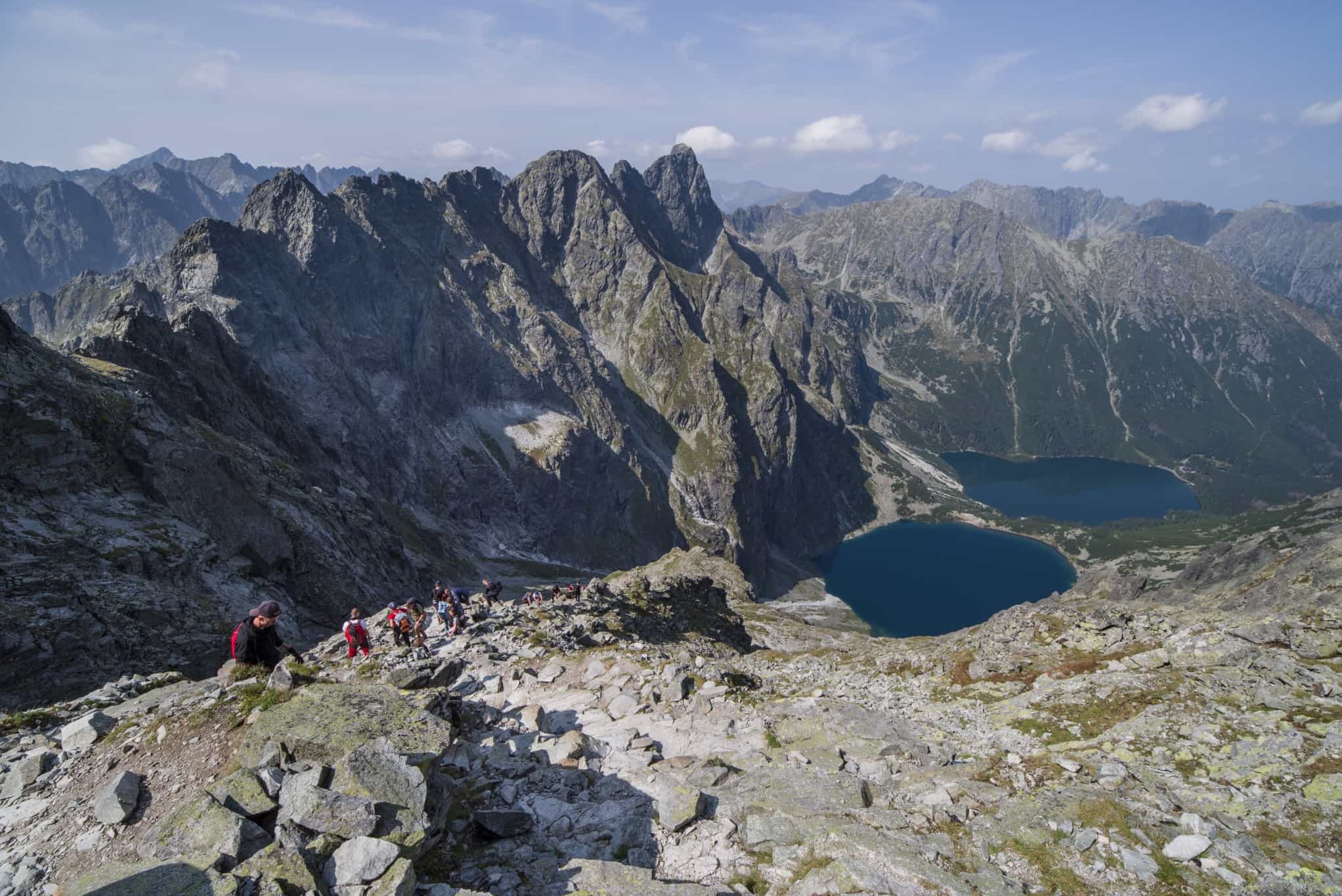 View down to the lakes from Rysy
