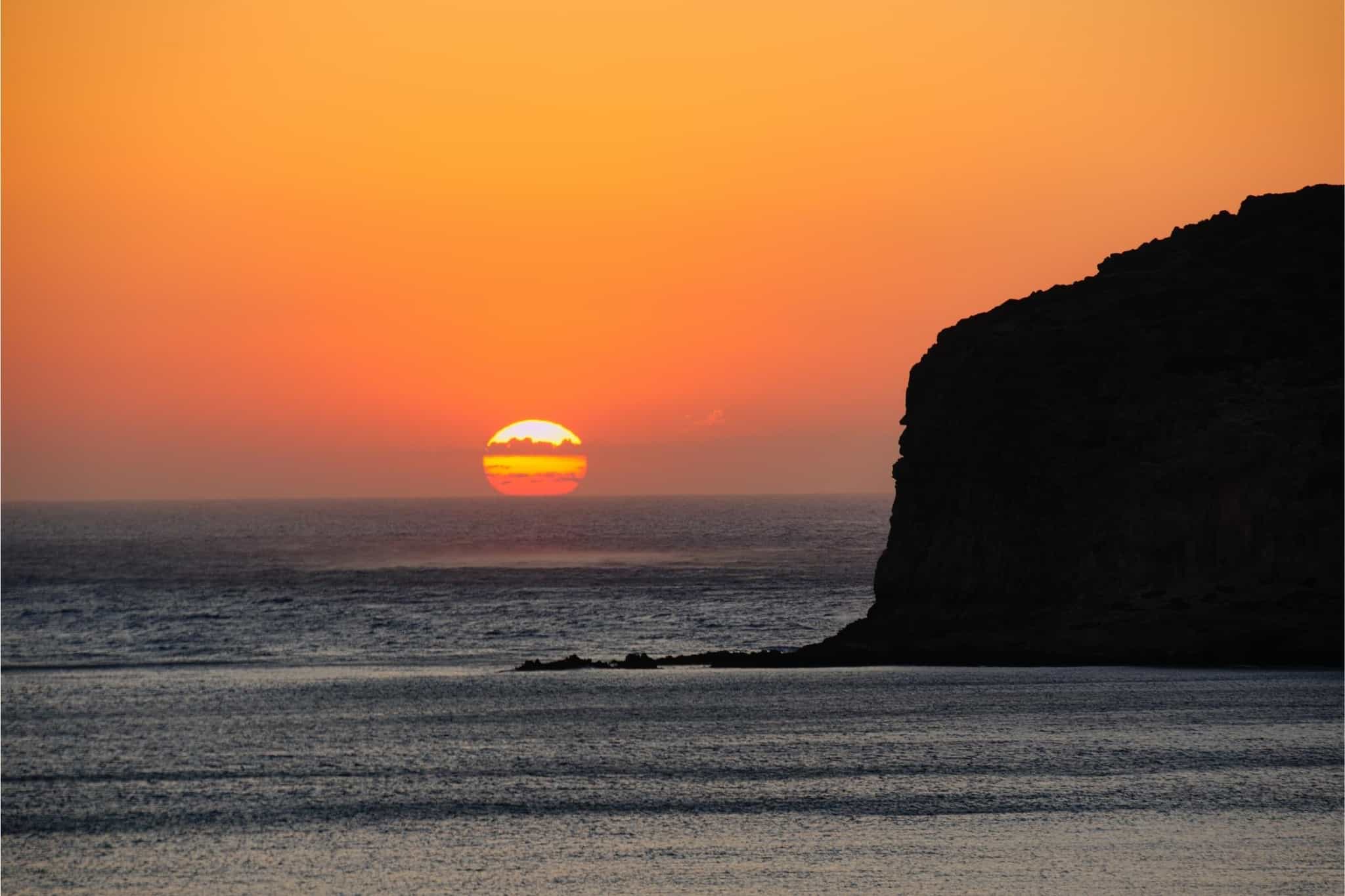 Sunset over the sea near Kissamos in Crete.
