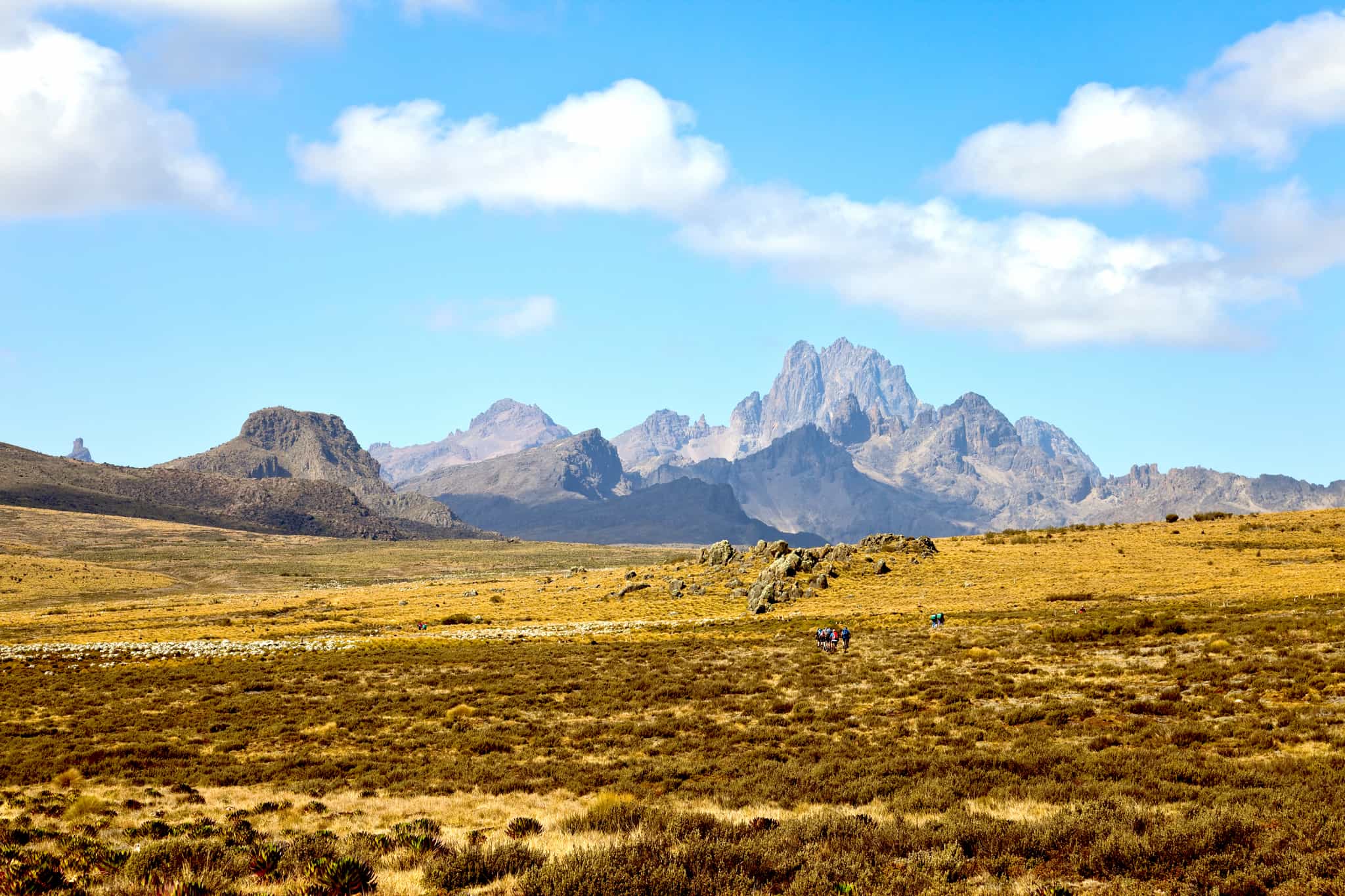 Hikers heading for Mount Kenya. Photo: GettyImages-176070798