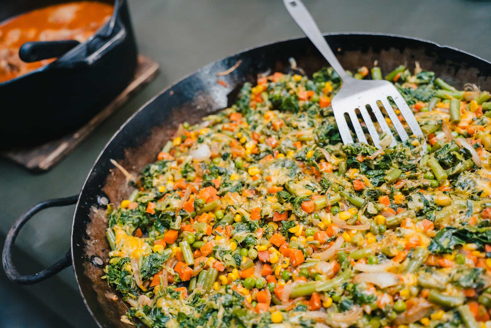 Rice and vegetable dish cooked at camp in Namibia