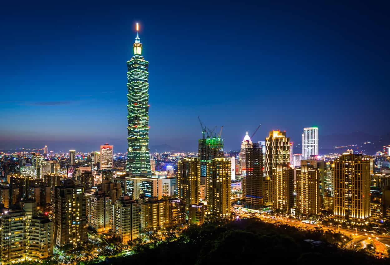 Taipei cityscape by night, Taiwan.