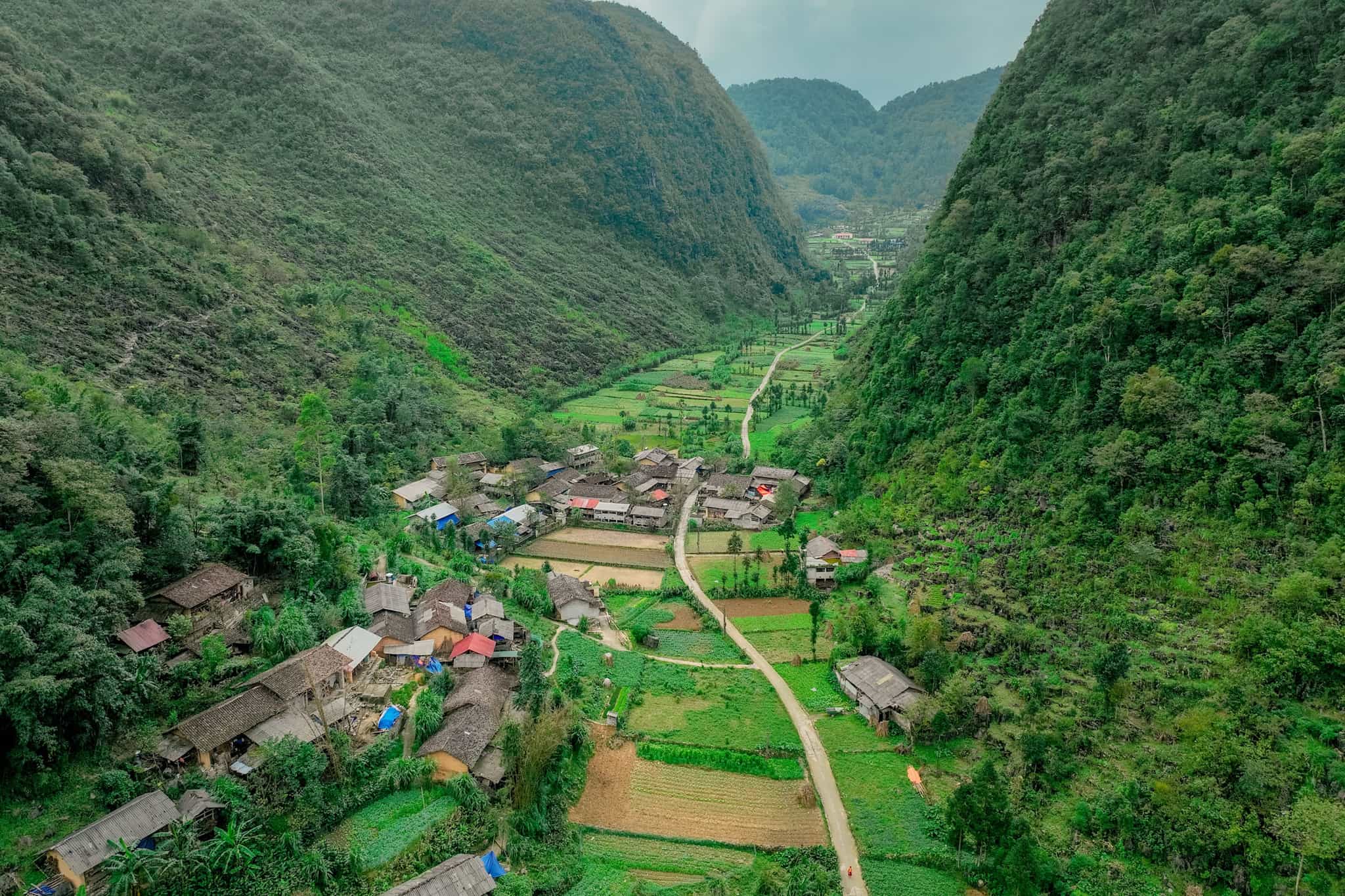 View of Pa Vi Village from above, in the Meo Vac District of Vietnam
