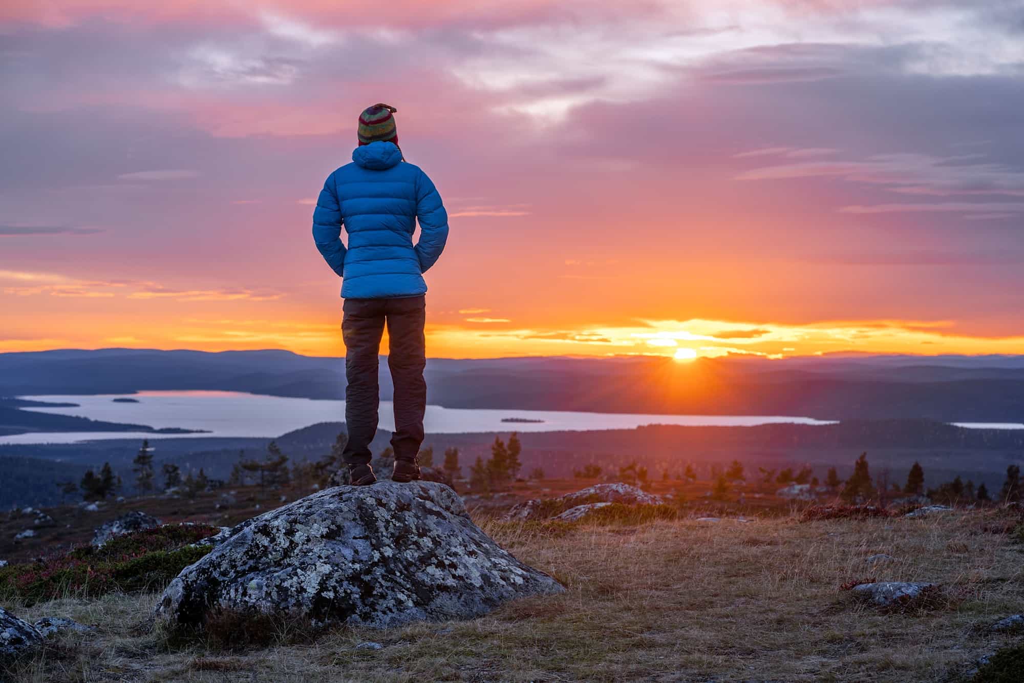 Looking out towards the midnight sun in Alta, Norway.
