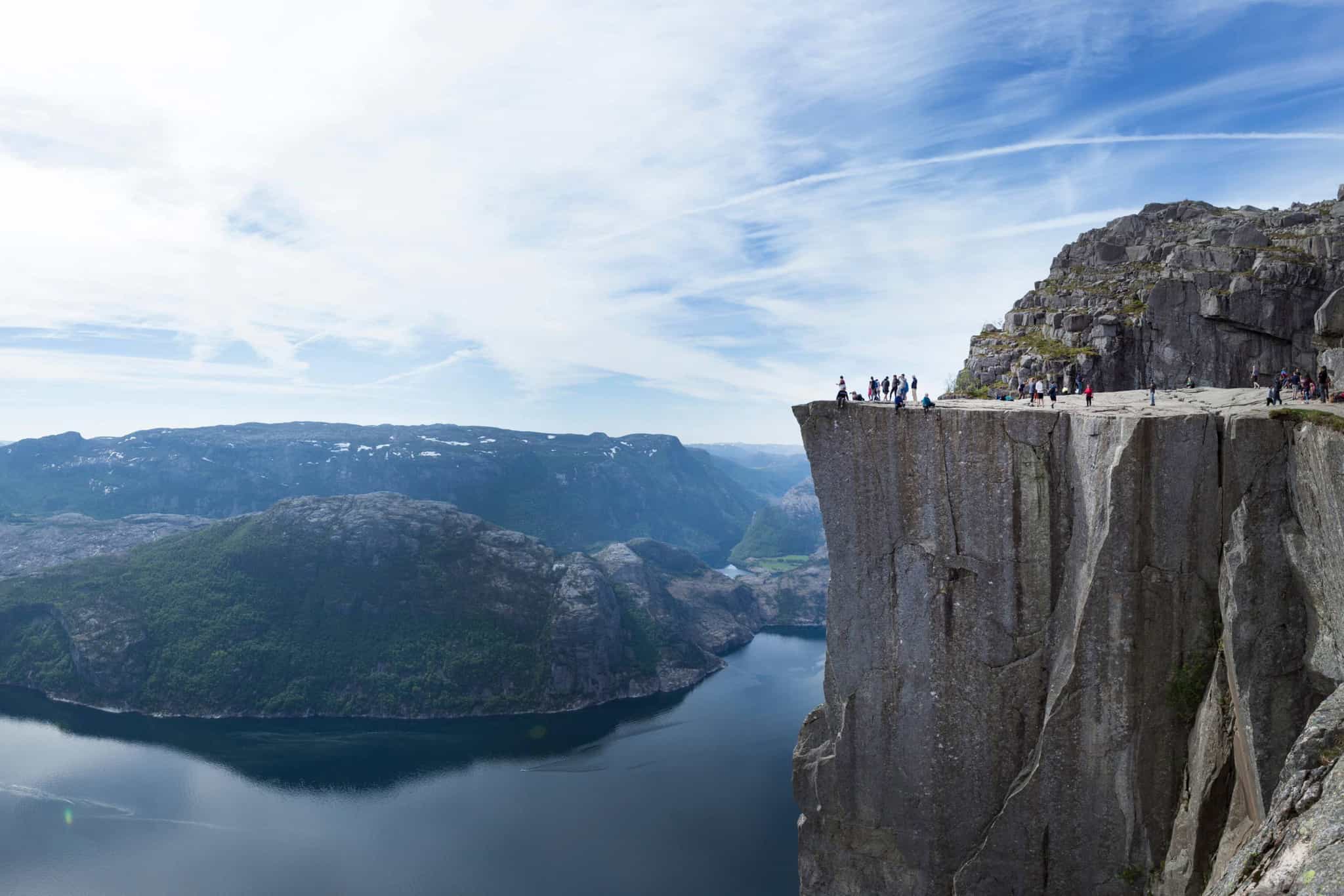 Hikers on Preikestolen, Norway.