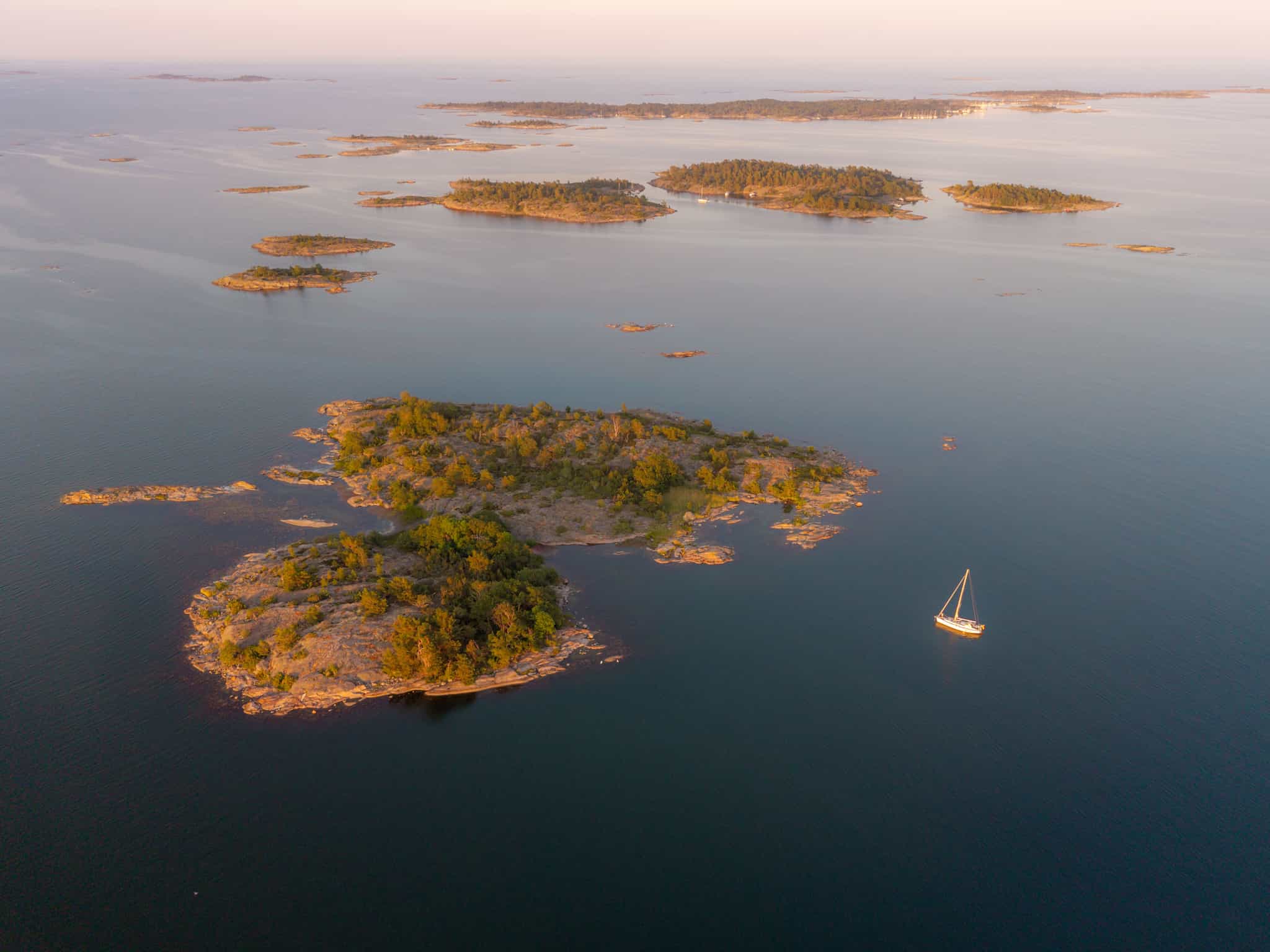 Aerial view of the outer reaches of the Stockholm Archipelago