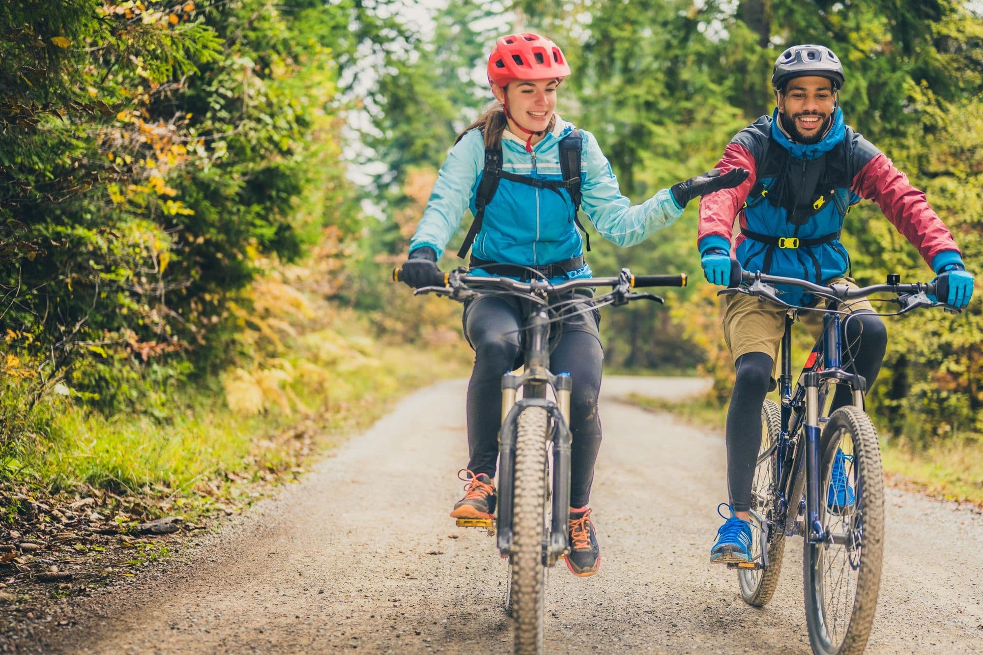 Two cyclists on a group trip