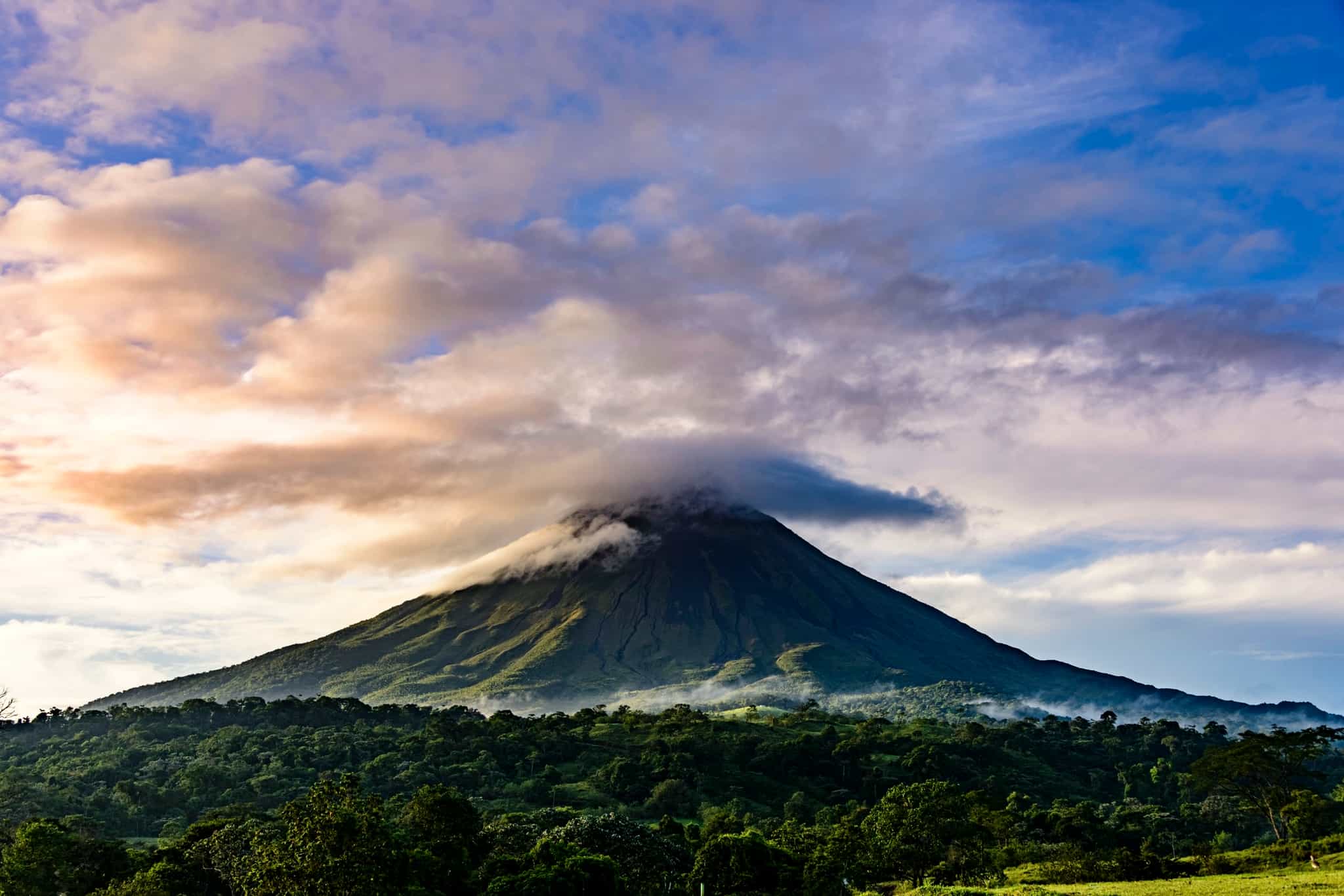 Dramatic skies over the Arenal Volcano in Costa Rica