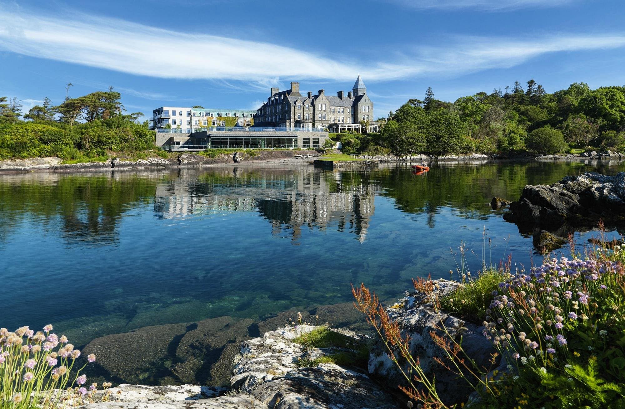 Exterior of the Parknasilla Hotel, Kerry, Ireland.