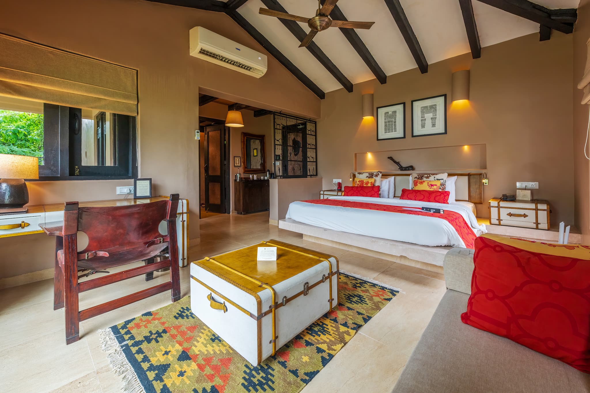 Cottage interior, Denwa Backwater Escape, Satpura, India.