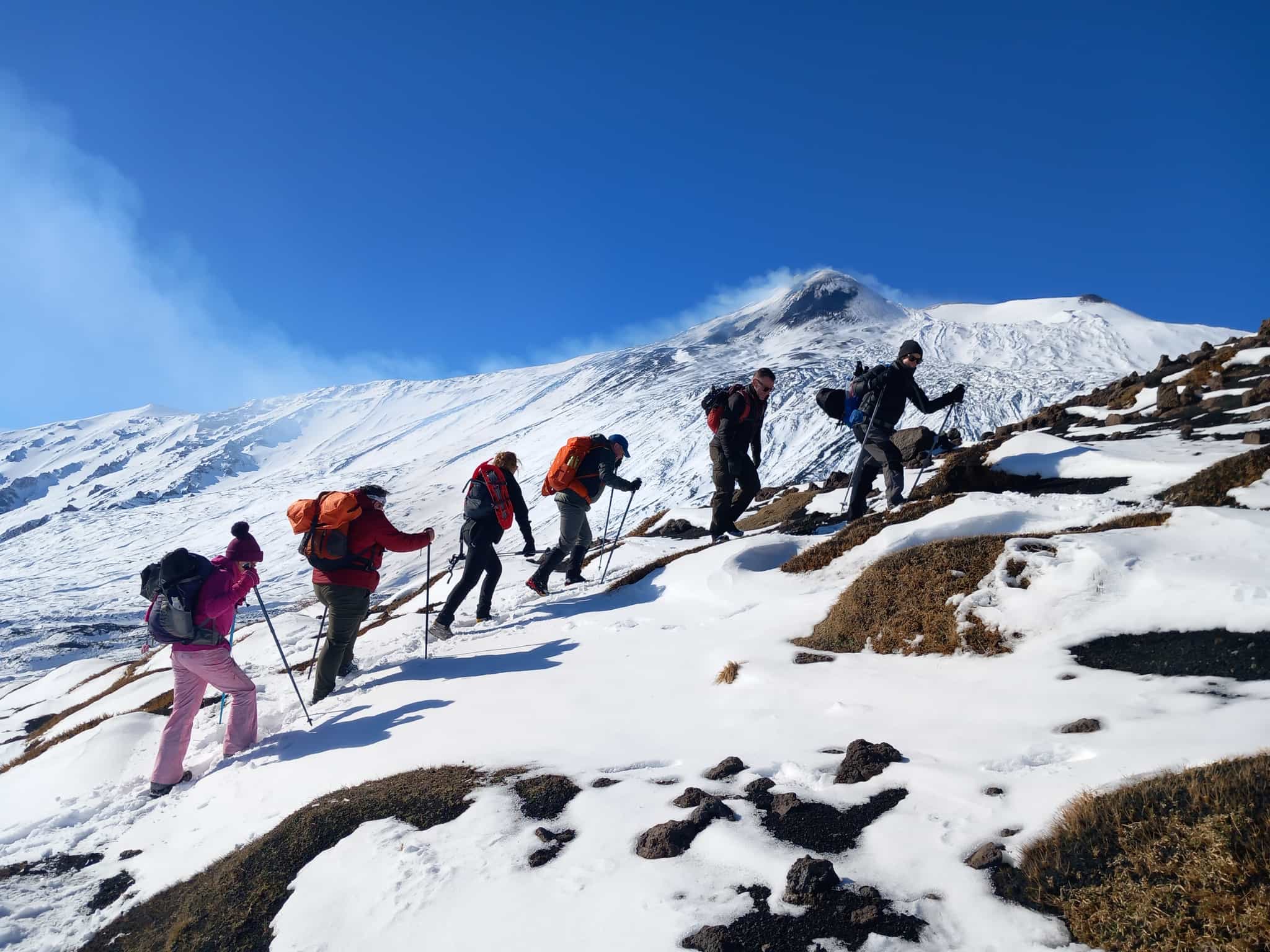 Hiking Etna in winter, Sicily. Photo: Host/Mandala Tours