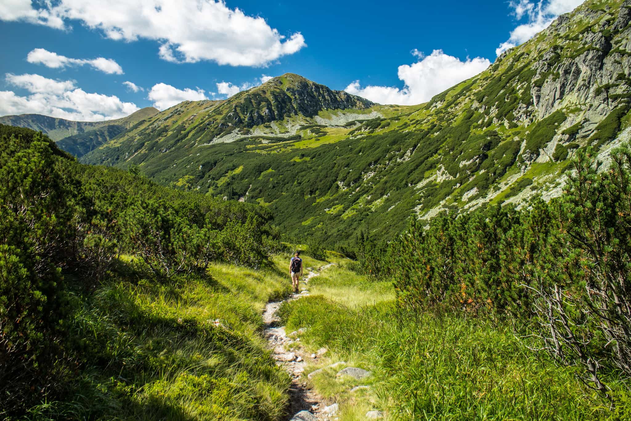 Hiker on a remote trail in the Tatra Mountains