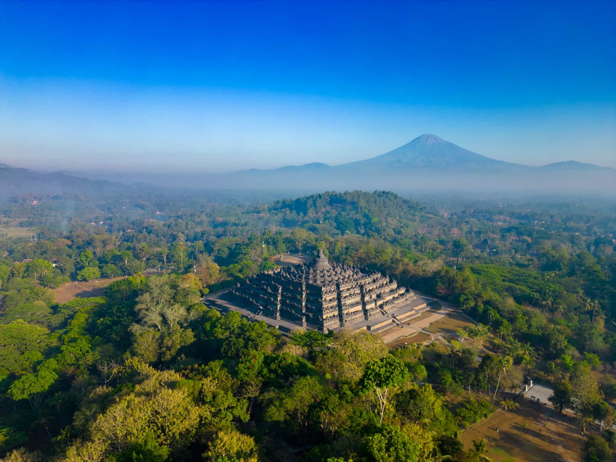 Aerial view of Borobodur Temple, Indonesia