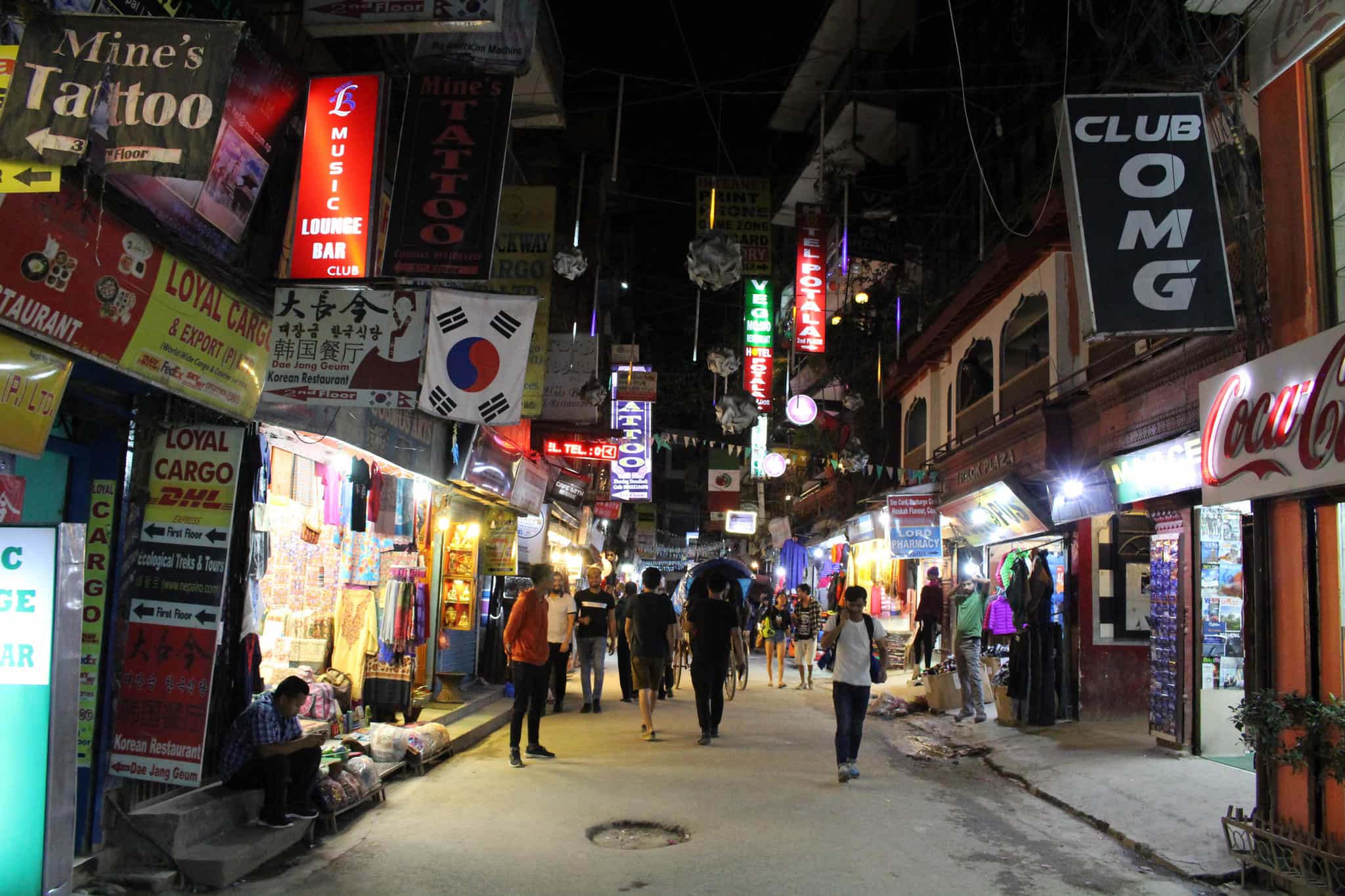 Thamel, Kathmandu, Nepal at night. Photo: GettyImages-1054525476